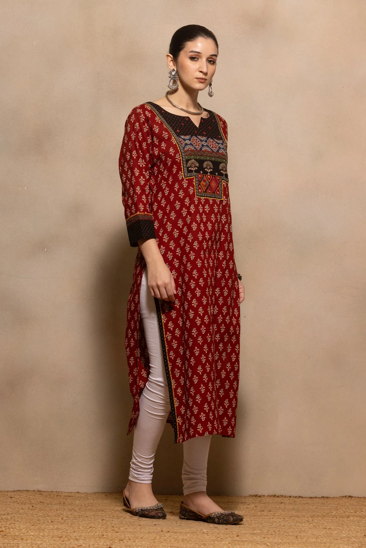 Rust Printed Kurta - Image 3