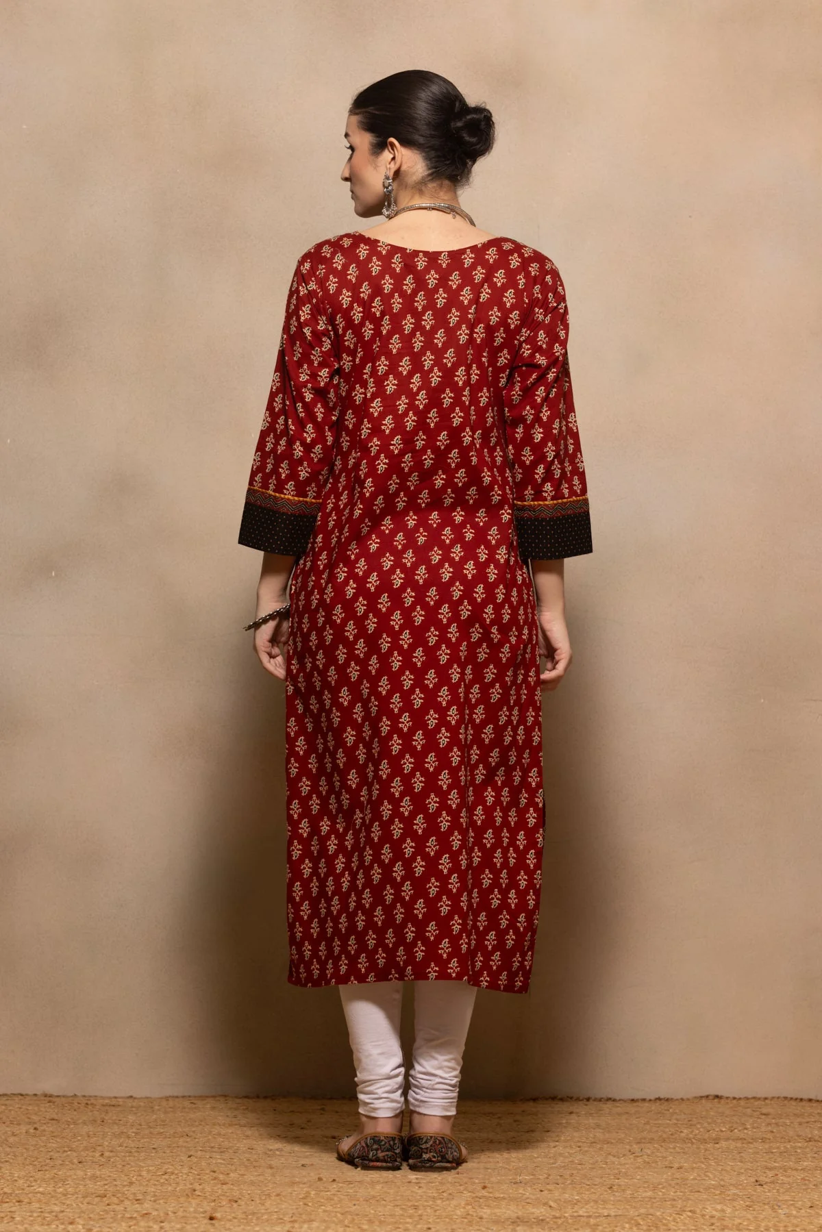 Rust Printed Kurta - Image 5
