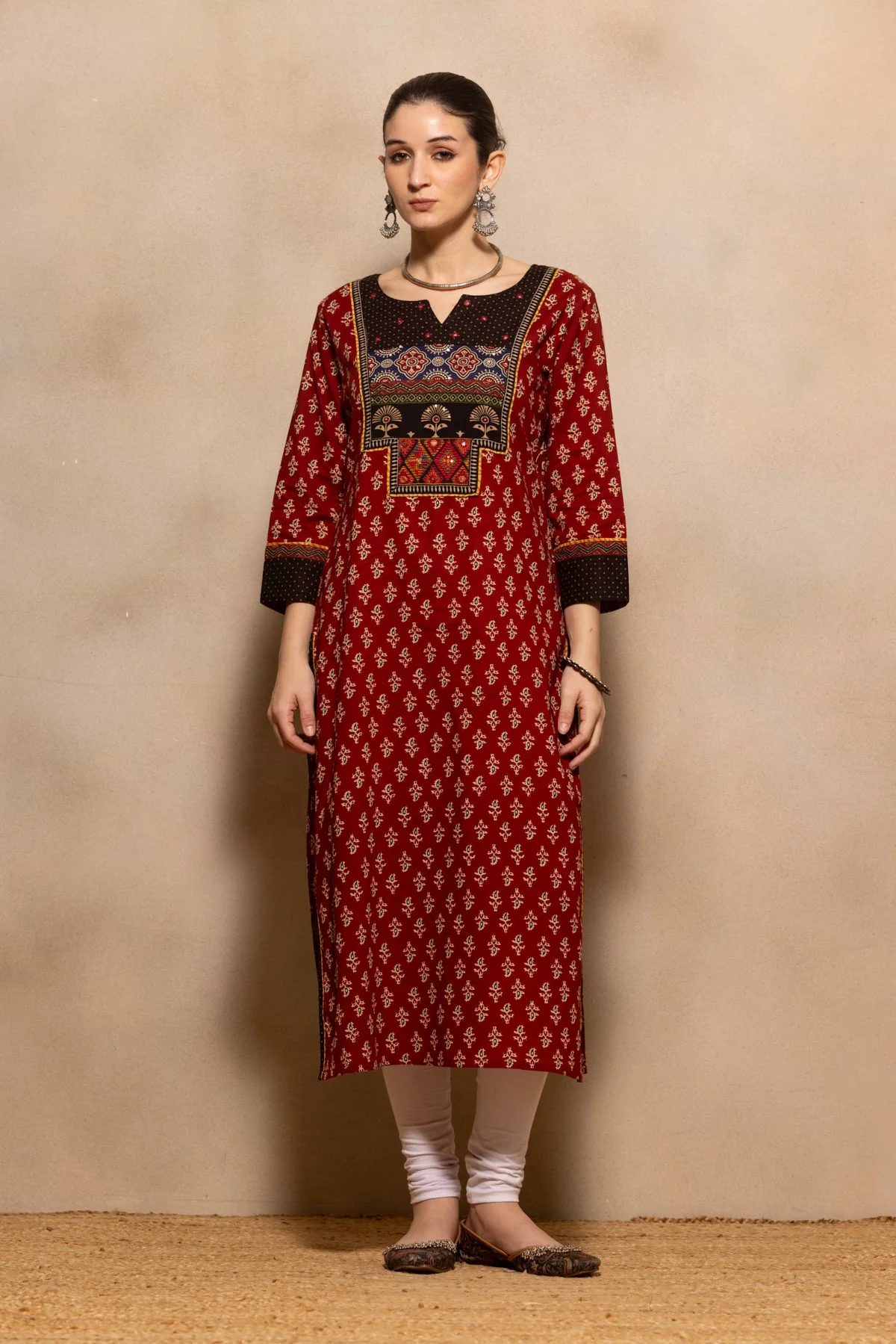 Rust Printed Kurta - Image 6