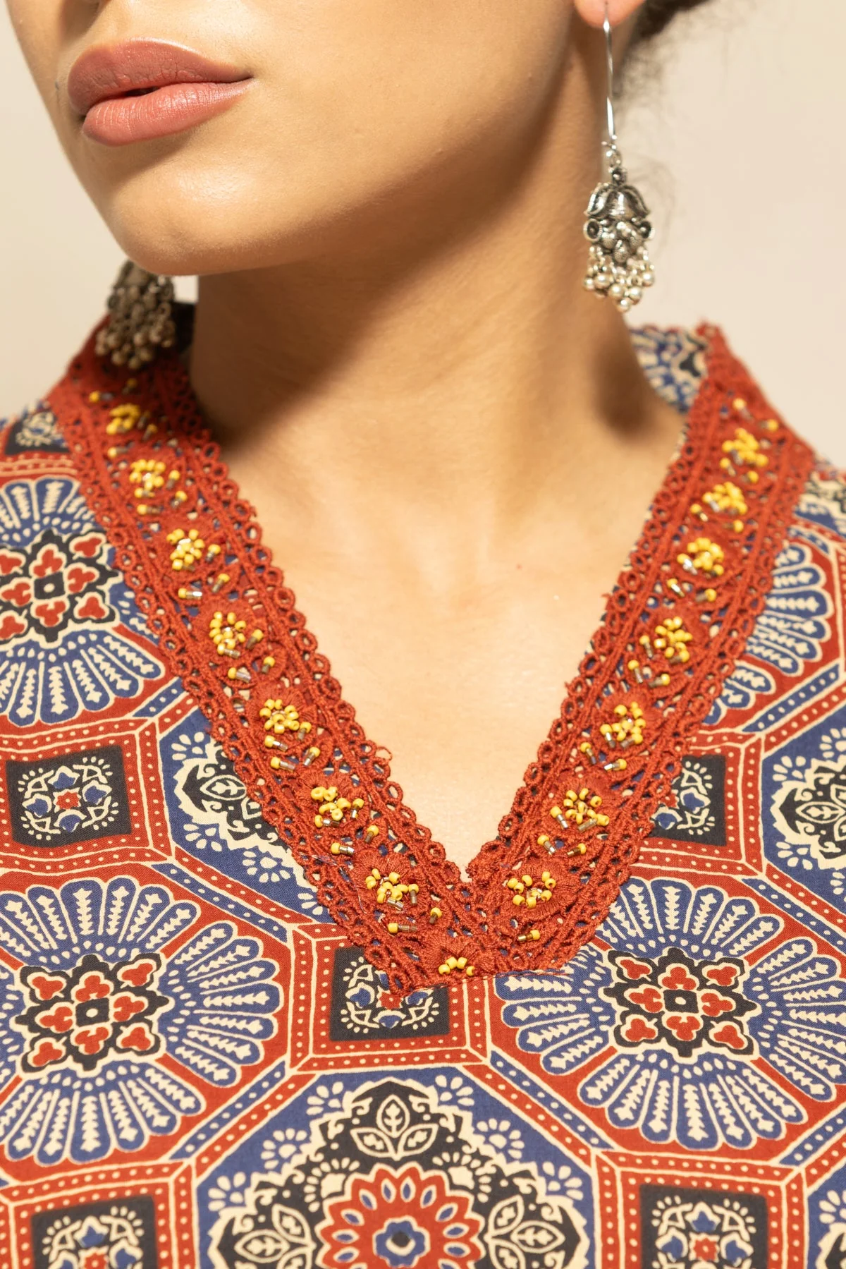 Rust Printed Kurta 3 Pcs Set - Image 4