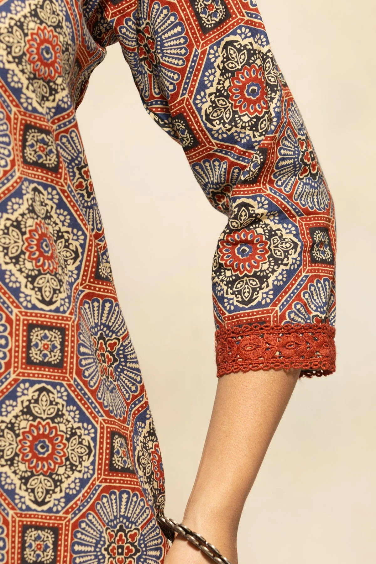 Rust Printed Kurta 3 Pcs Set - Image 7