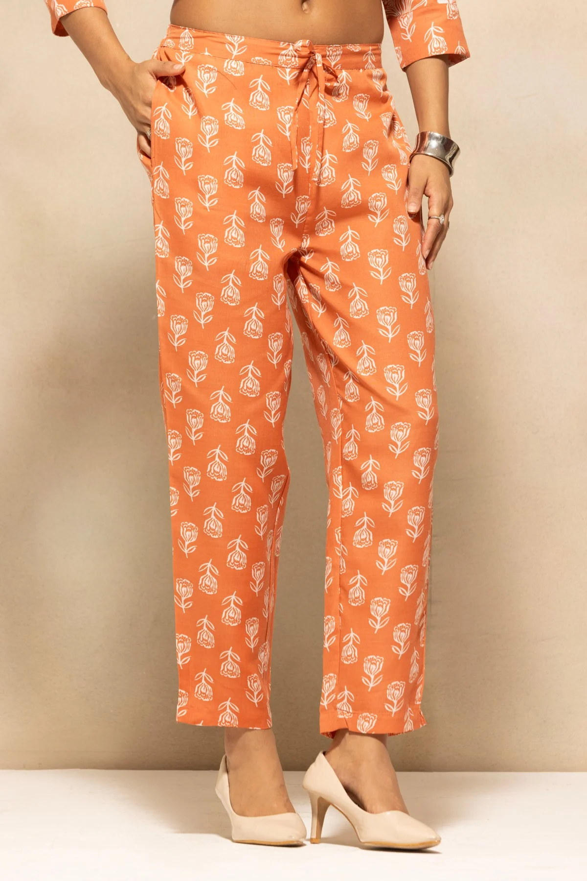 Rust Printed Kurta 3 Pcs Set - Image 6