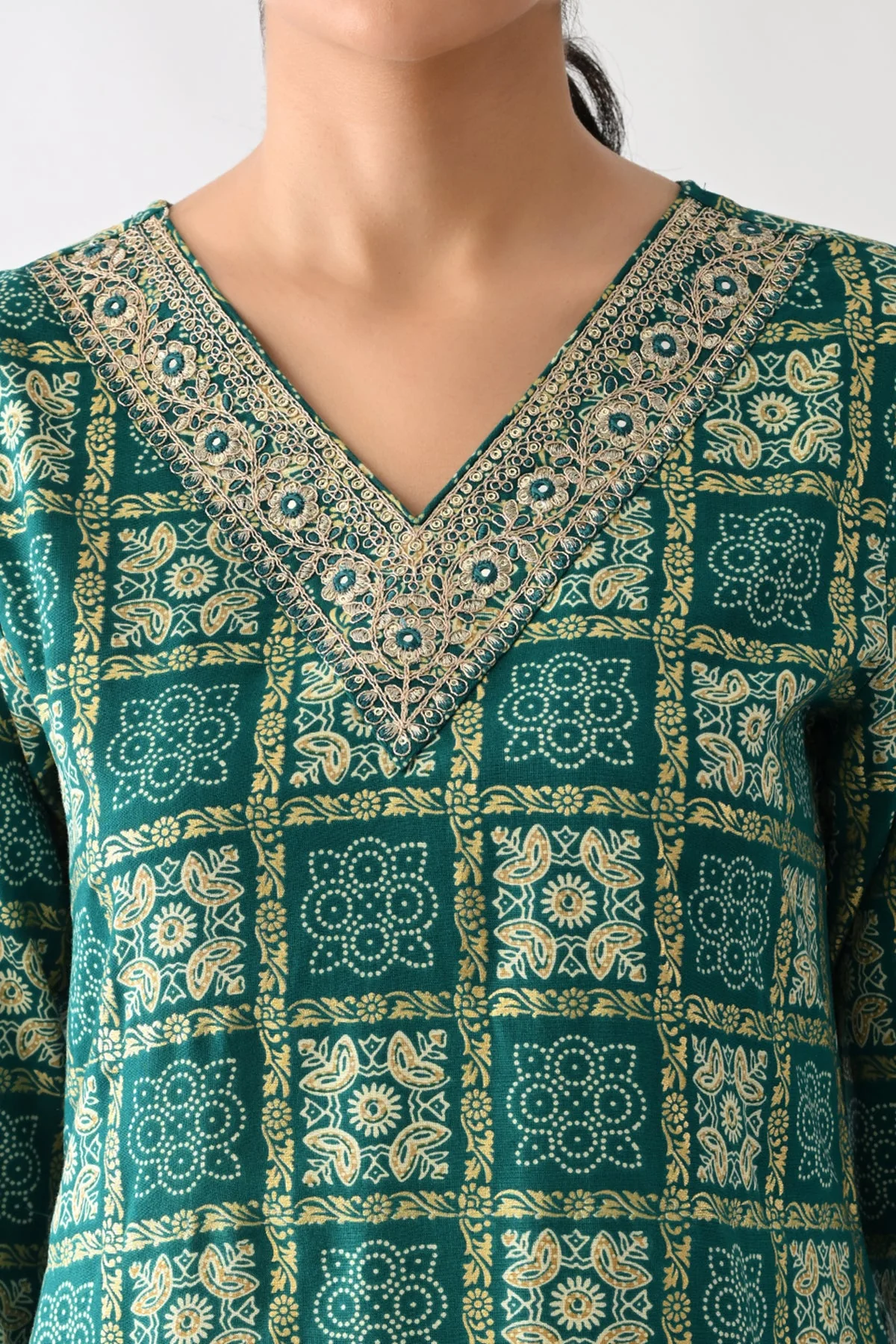 Sea Green Printed Kurta - Image 2