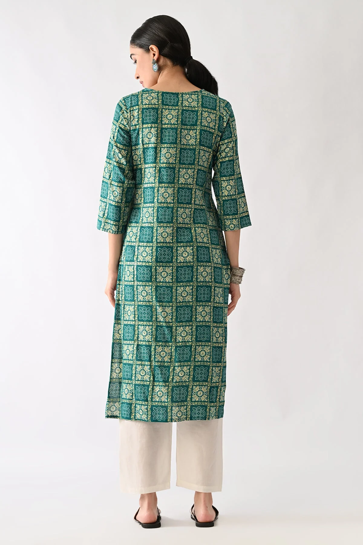 Sea Green Printed Kurta - Image 3