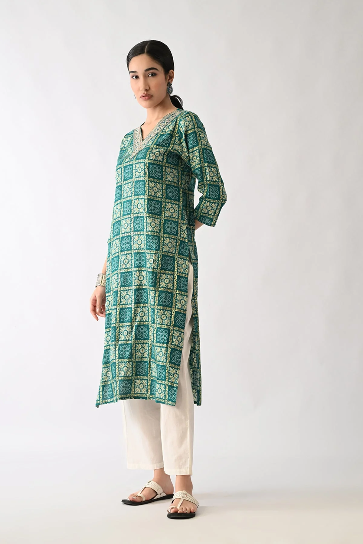 Sea Green Printed Kurta - Image 5