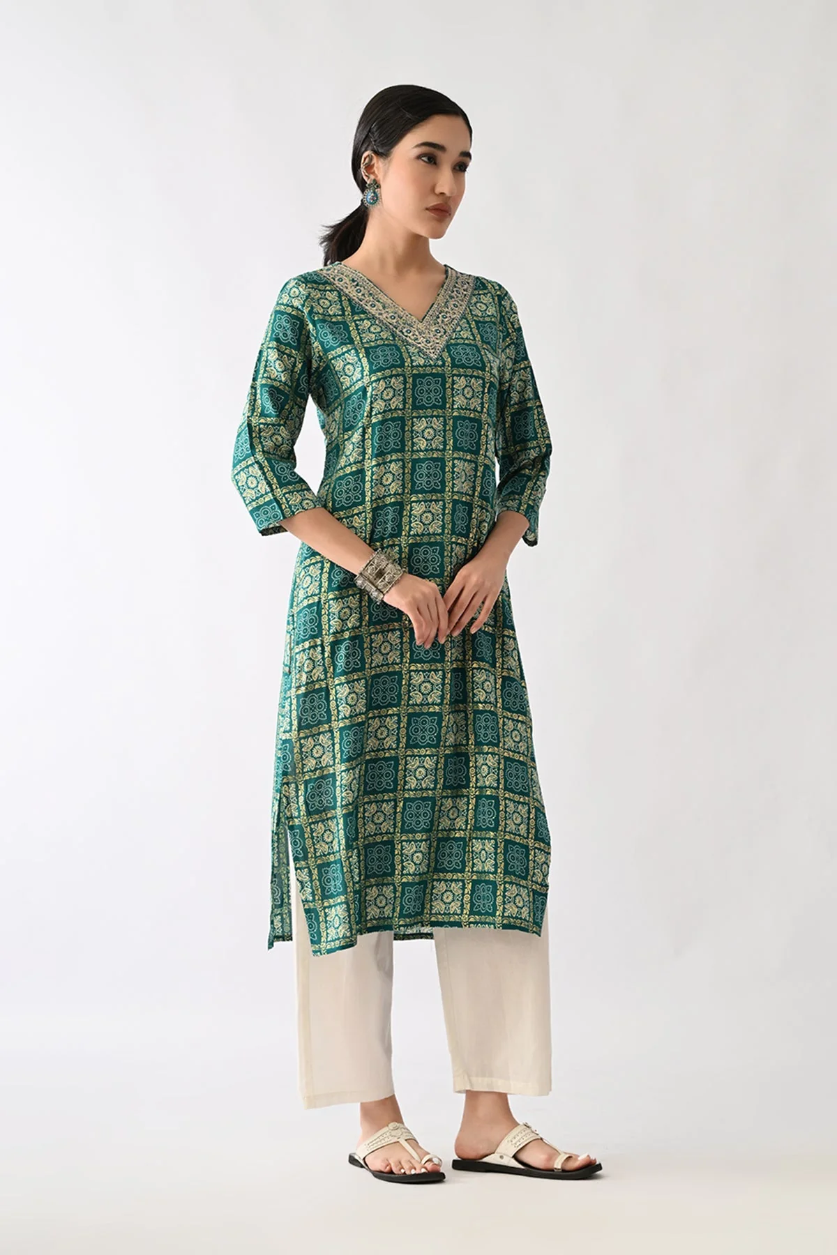 Sea Green Printed Kurta - Image 6