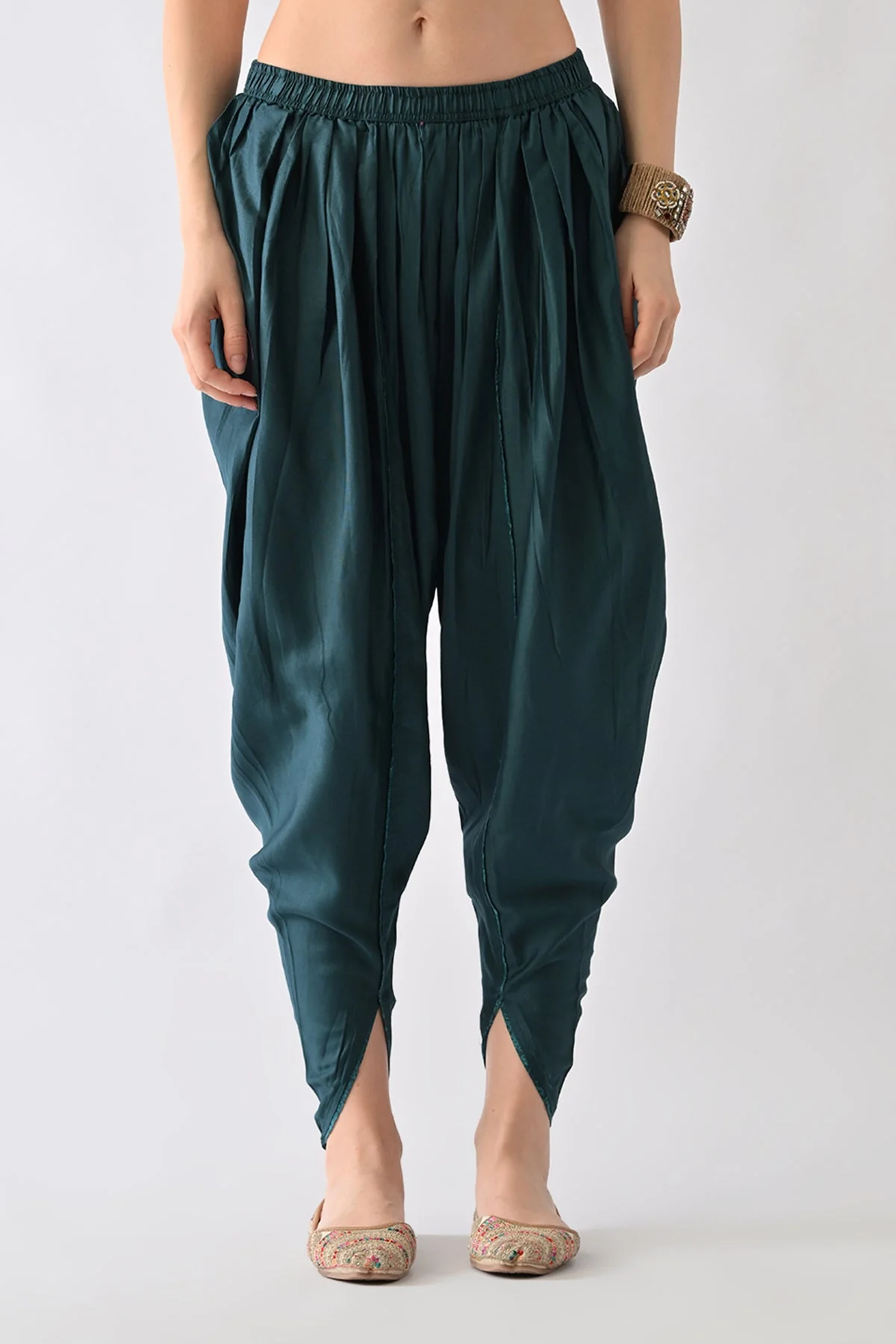Teal Printed A-Line Kurta 3 Pcs Set - Image 6