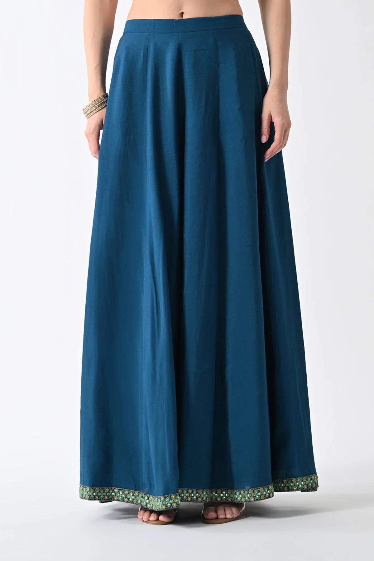 Teal Yoke Embroidered Kurta 3 Pcs Set - Image 5
