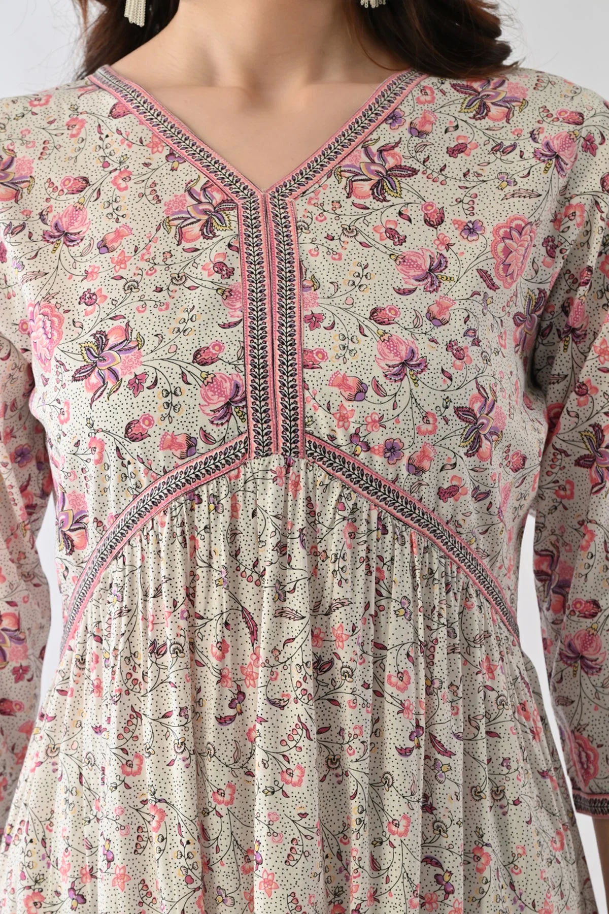 White A-line Printed Dress - Image 4