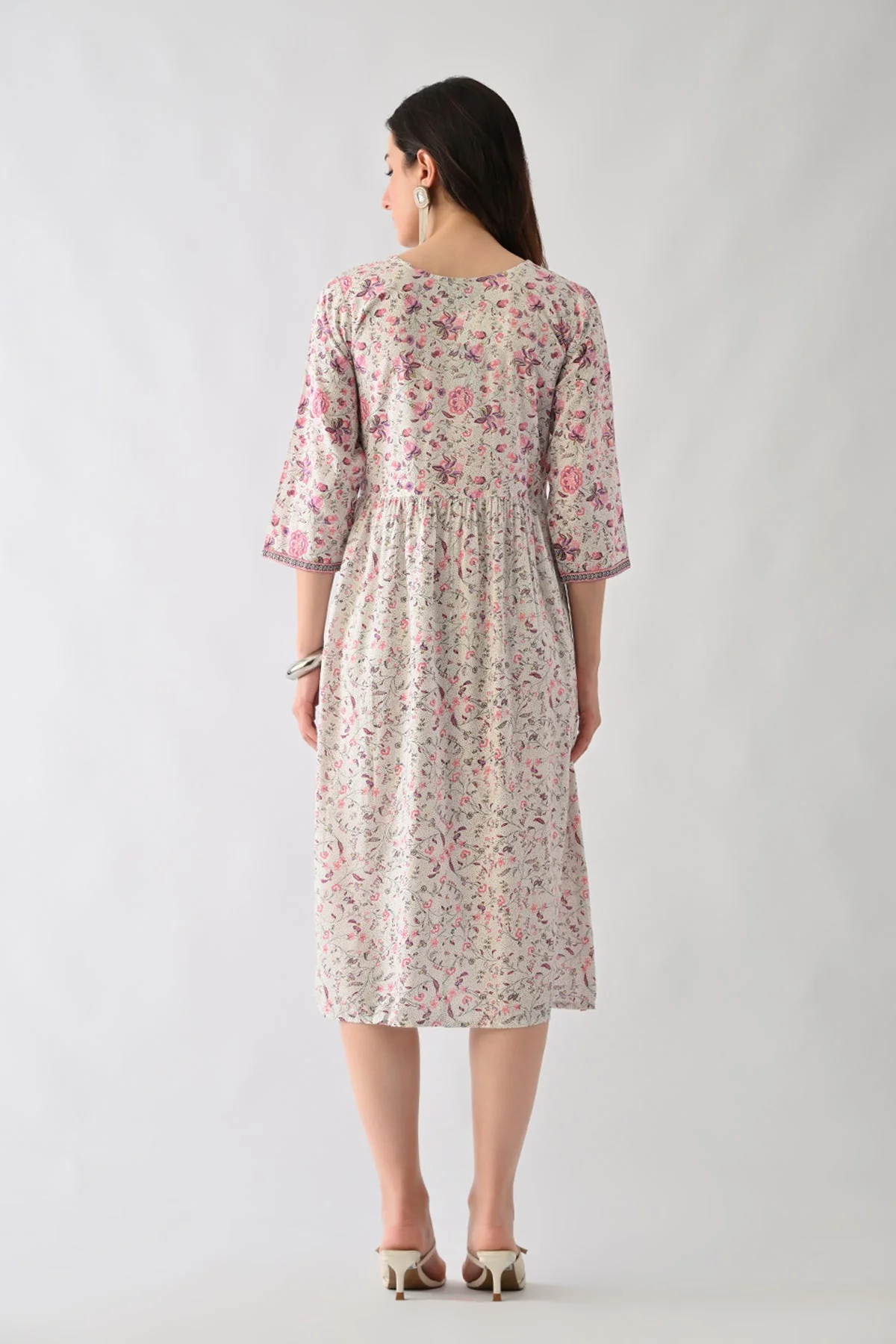 White A-line Printed Dress - Image 5