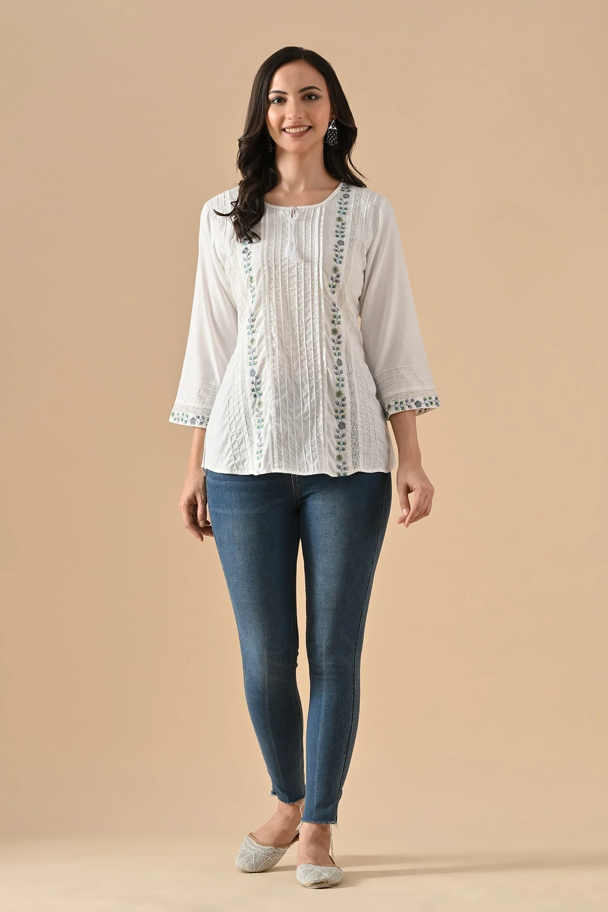 White Embroidered Top