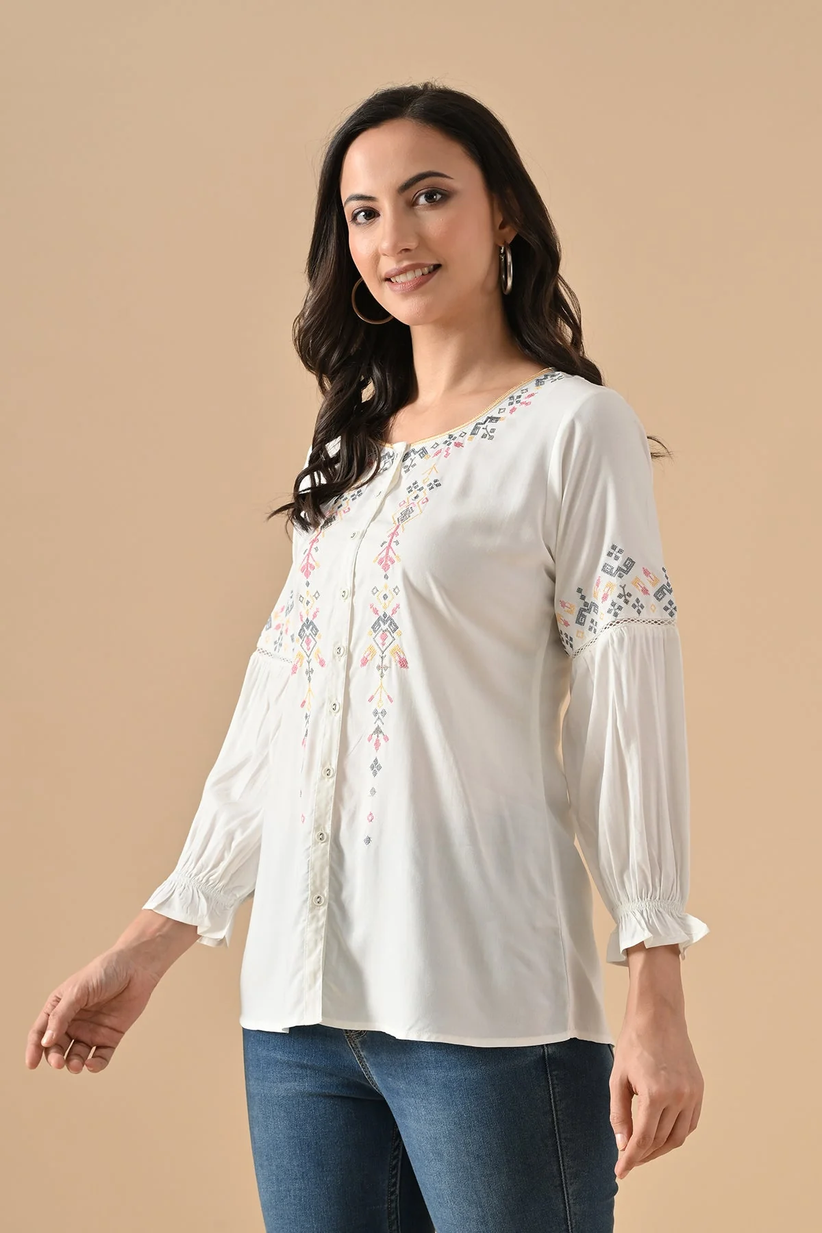White Embroidered Top - Image 4