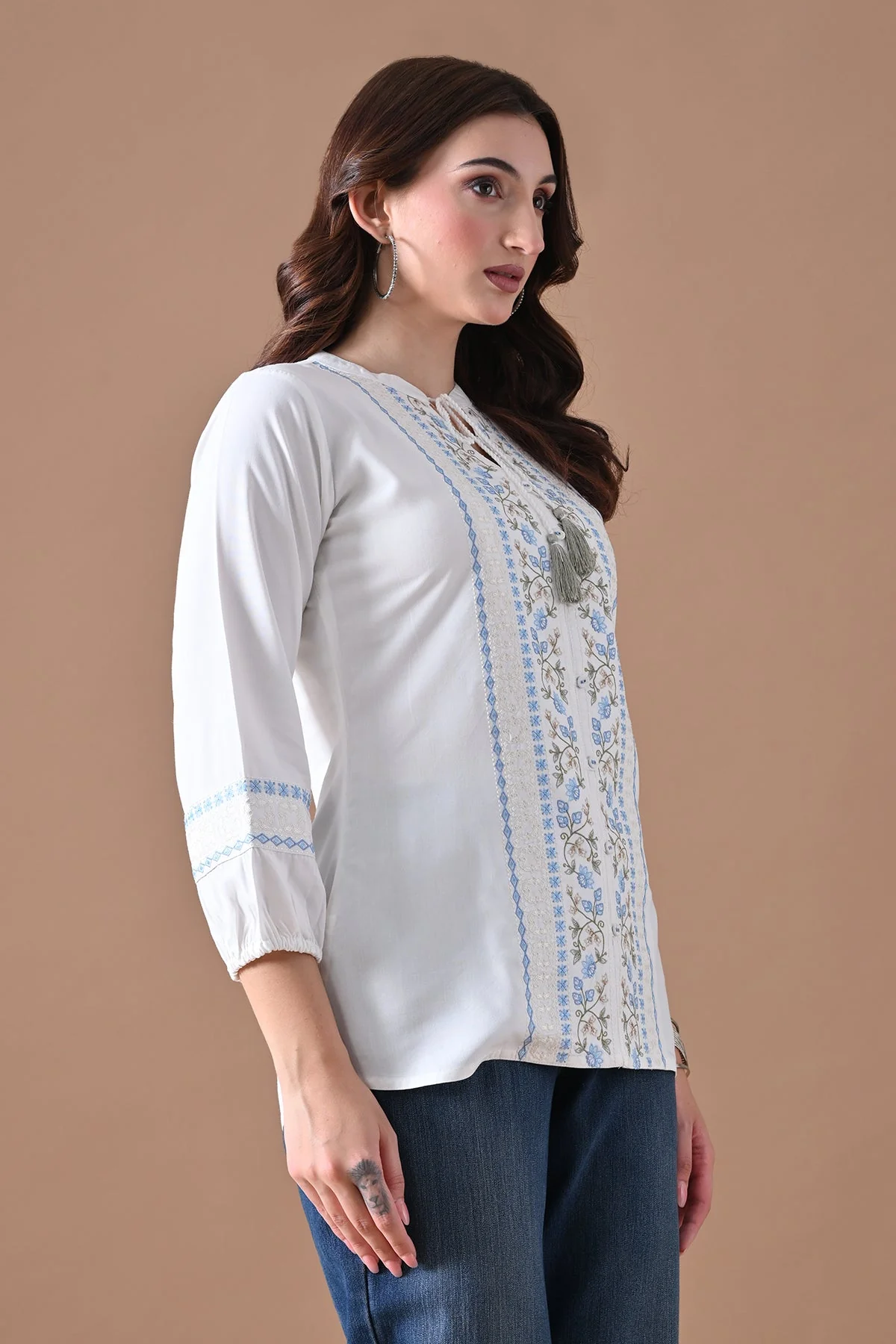 White Embroidered Top - Image 3