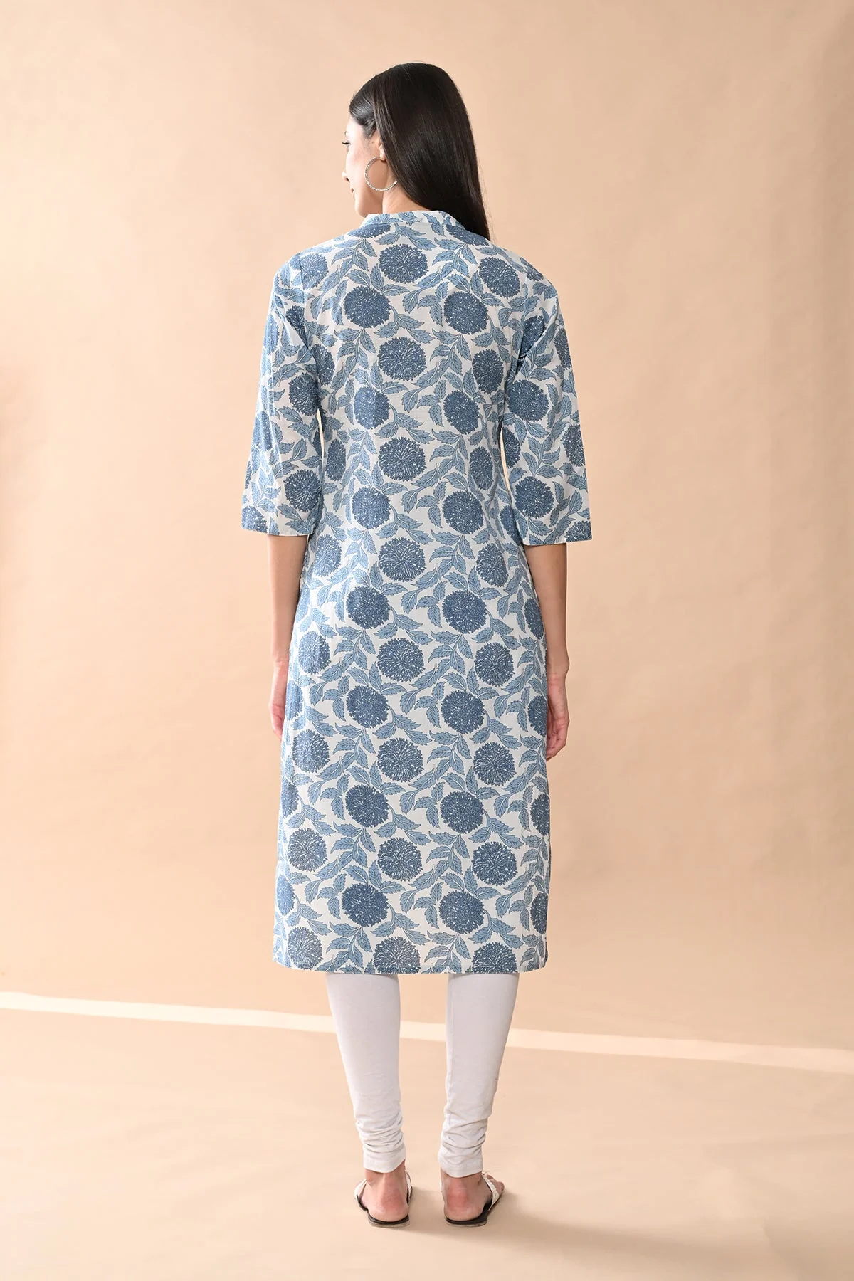White Floral Printed Kurta - Image 6