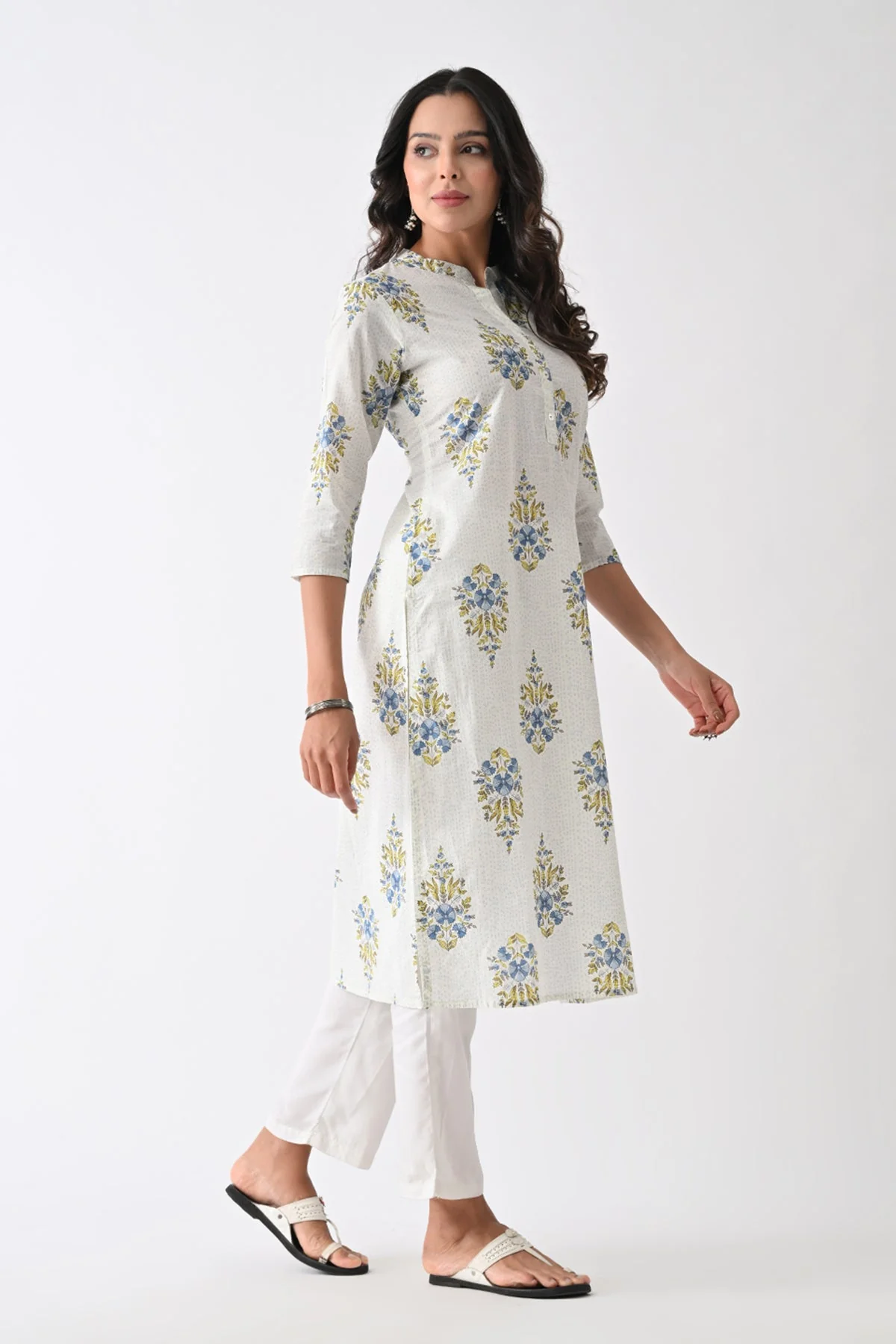 White Printed Kurta - Image 2