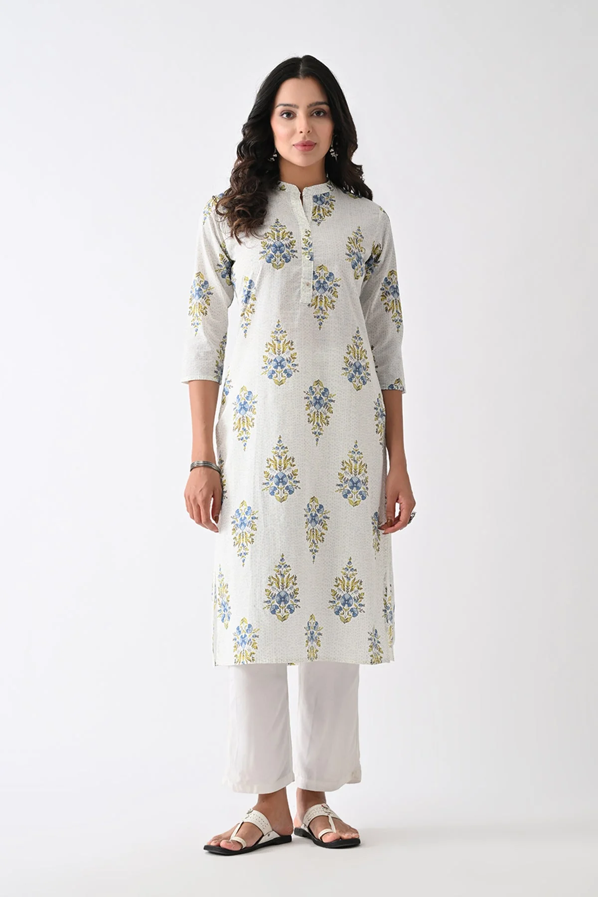 White Printed Kurta - Image 4