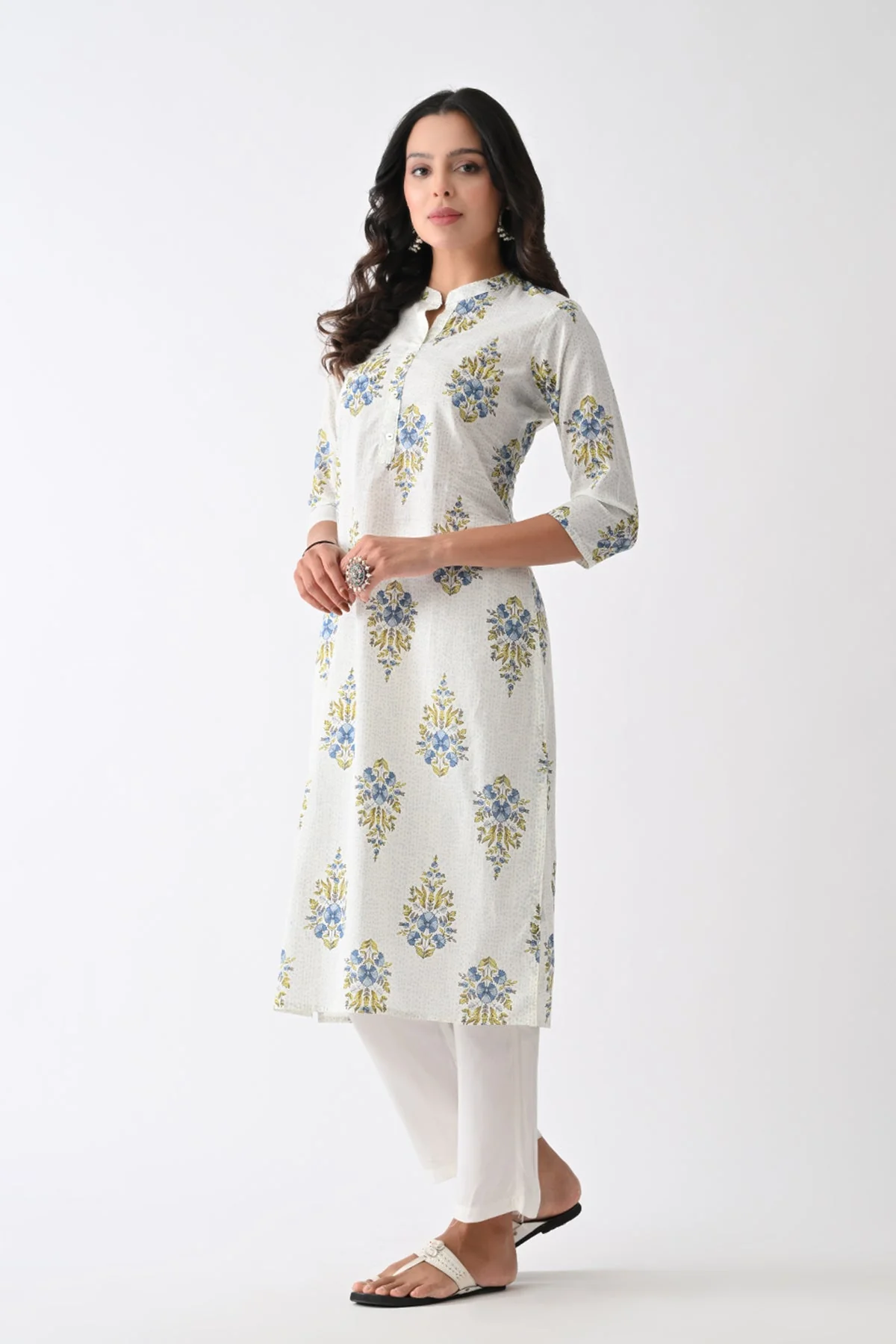 White Printed Kurta - Image 5