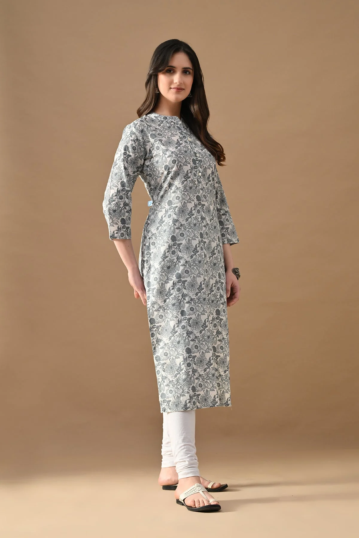 White Printed Kurta - Image 3