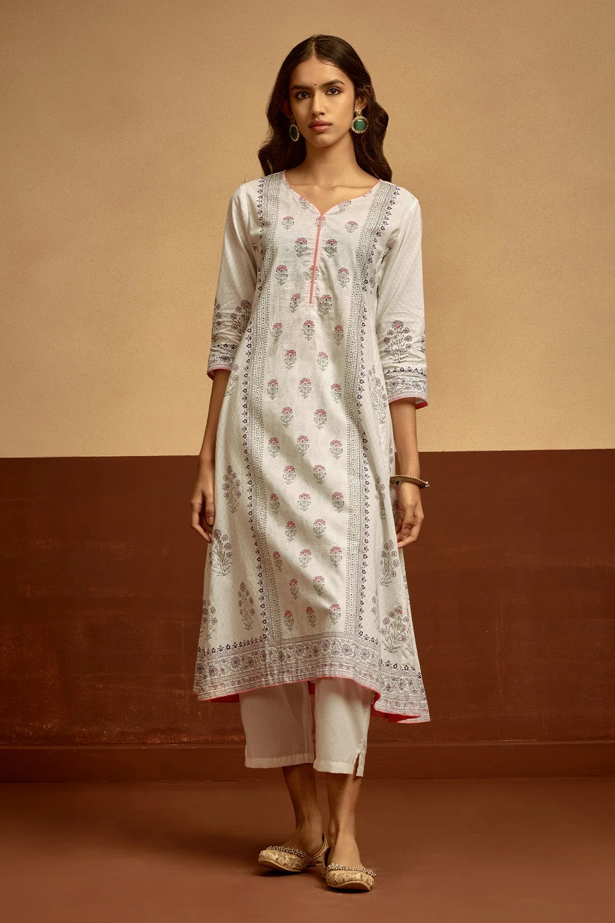 White Printed Kurta 3 Pcs Set - Image 6