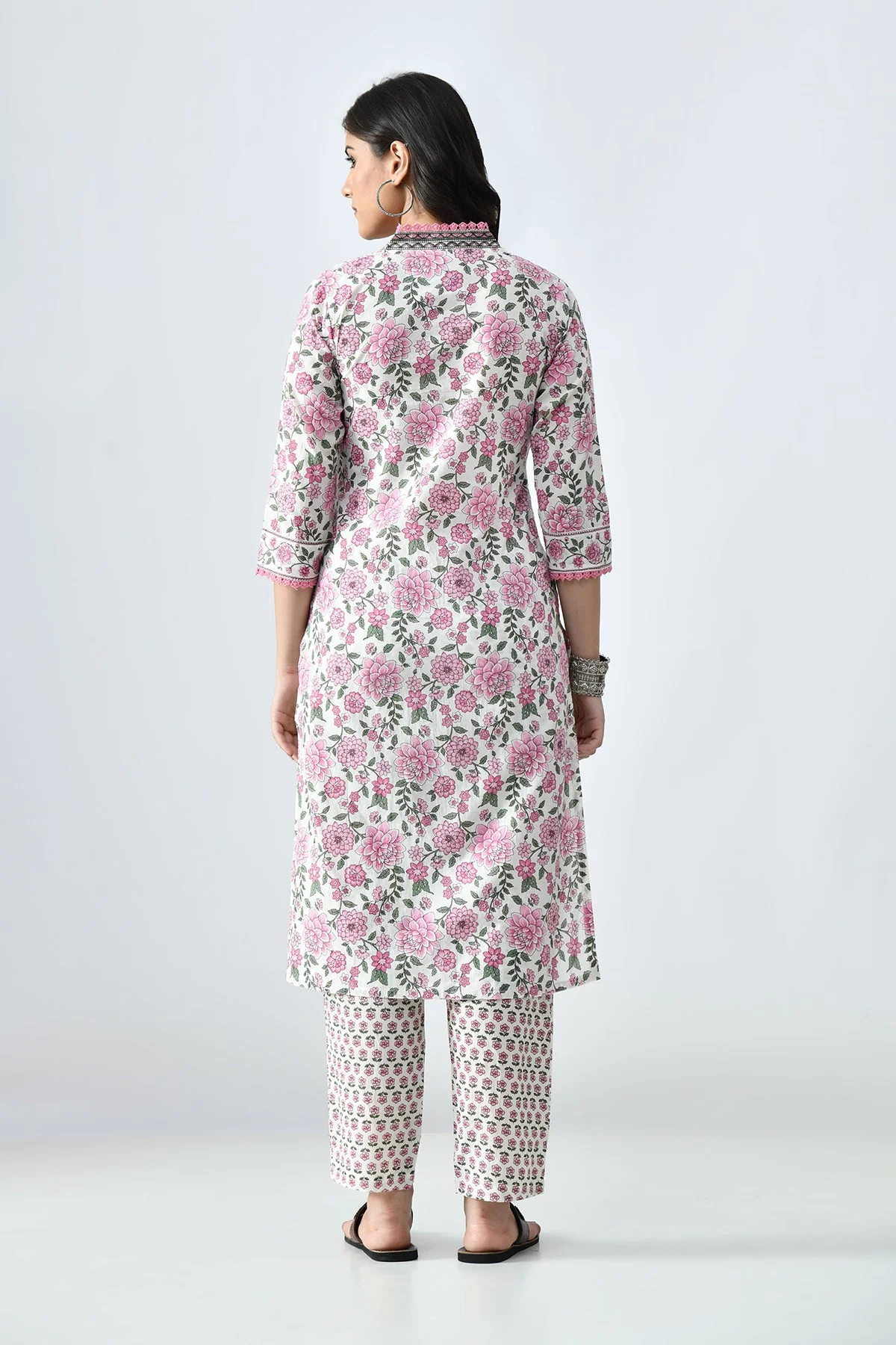 White Printed Kurta 2 Pcs Set - Image 6