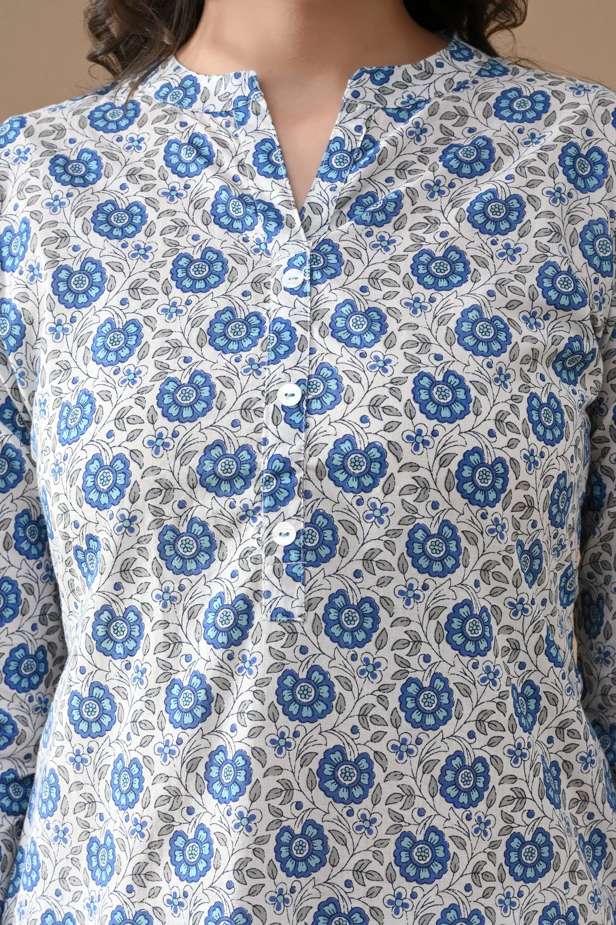 White Printed Straight Kurta - Image 4
