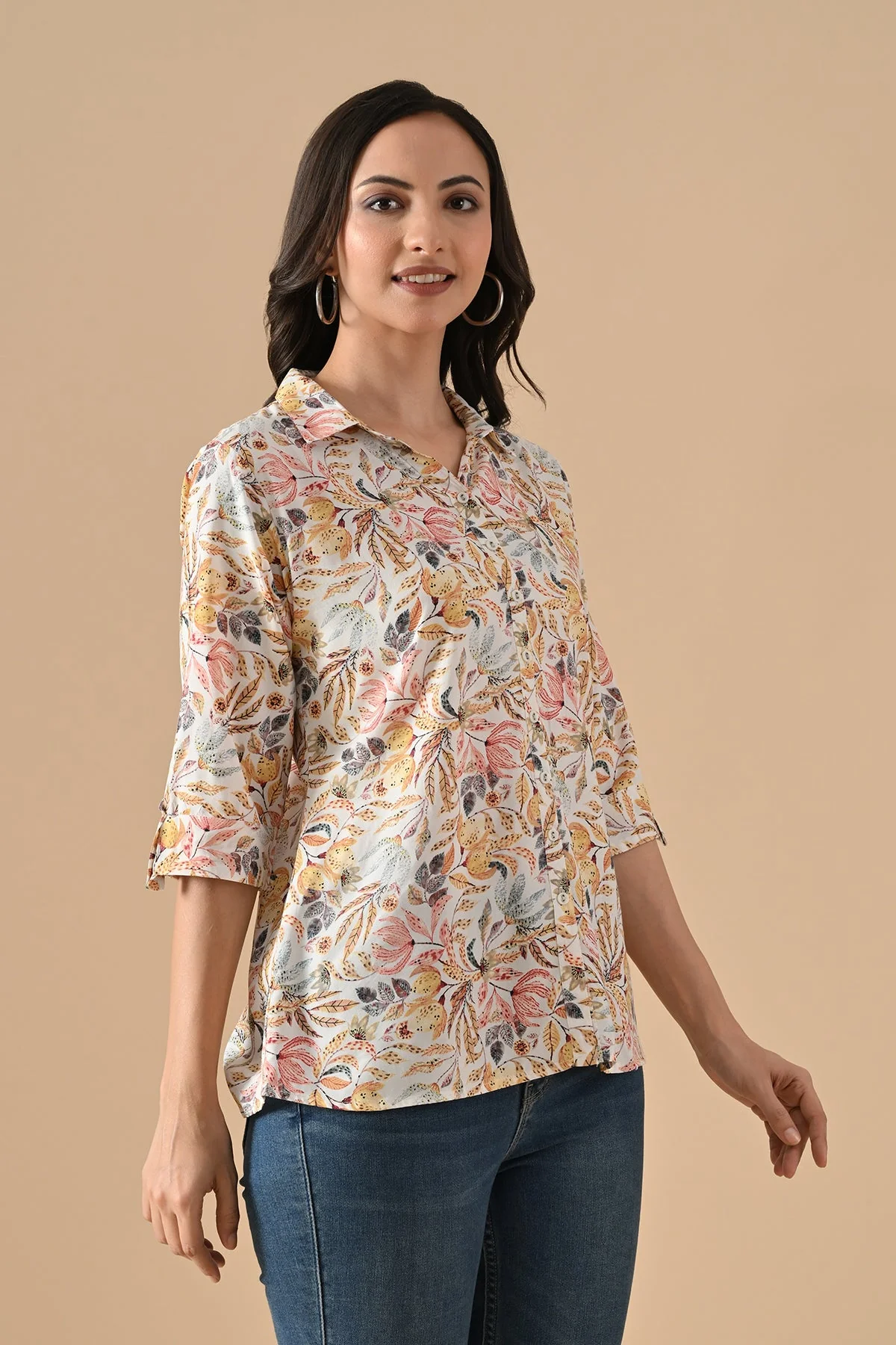 White Printed Straight Top - Image 4