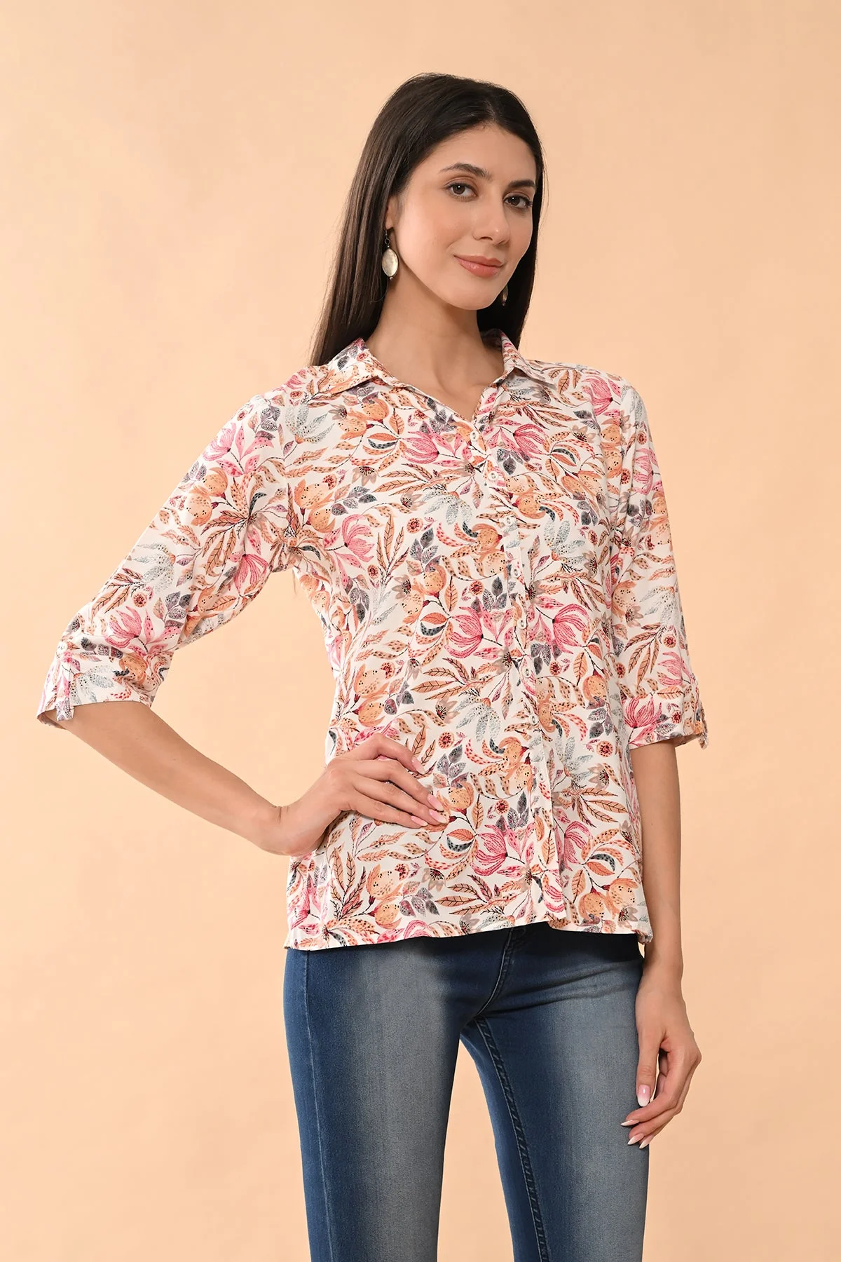 White Printed Straight Top - Image 4