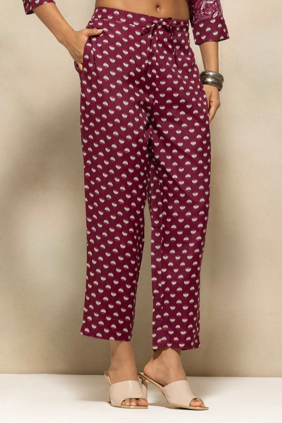 Wine Printed Kurta 3 Pcs Set - Image 6