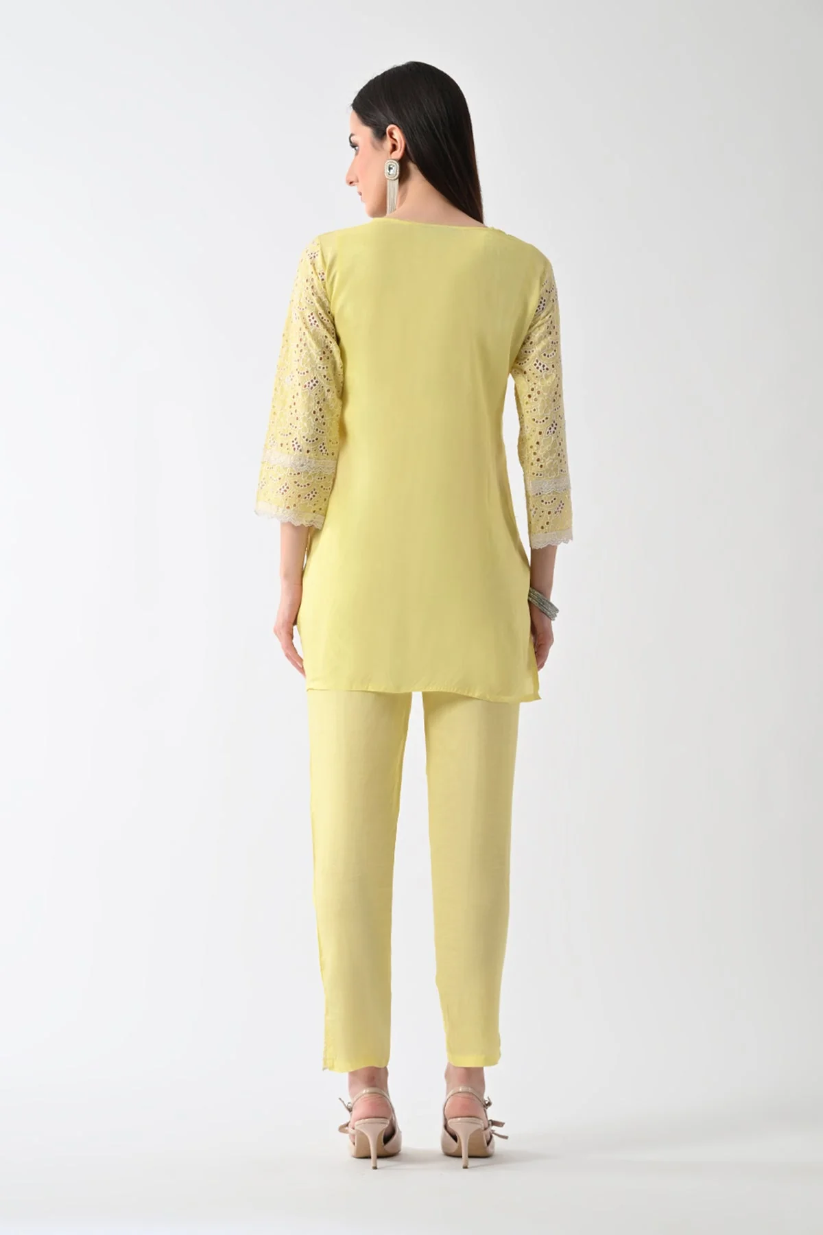 Yellow Embellished Kurta 2 Pcs Set - Image 5