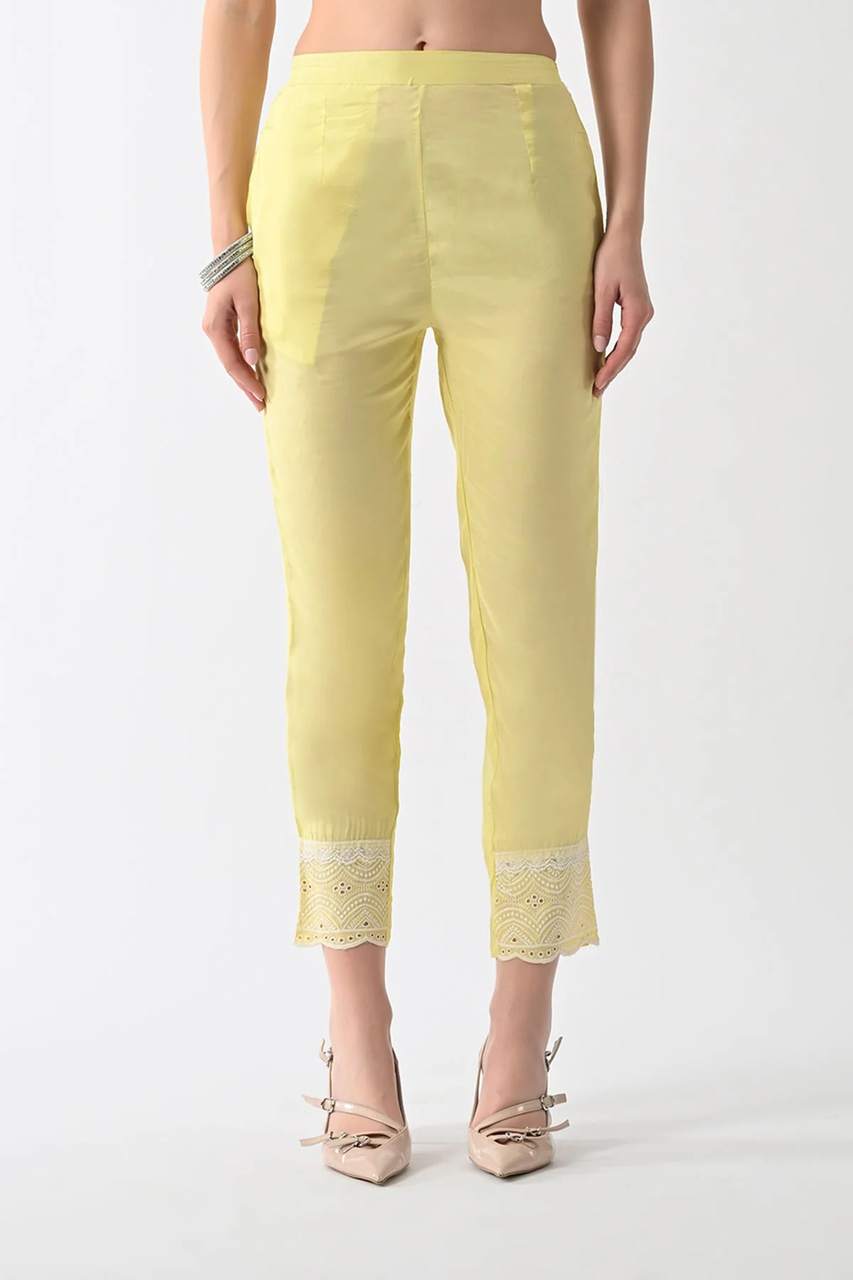 Yellow Embellished Kurta 2 Pcs Set - Image 6
