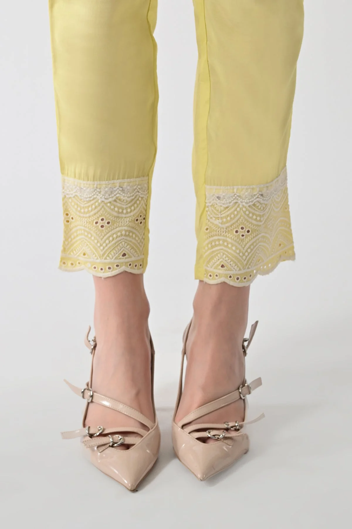 Yellow Embellished Kurta 2 Pcs Set - Image 8