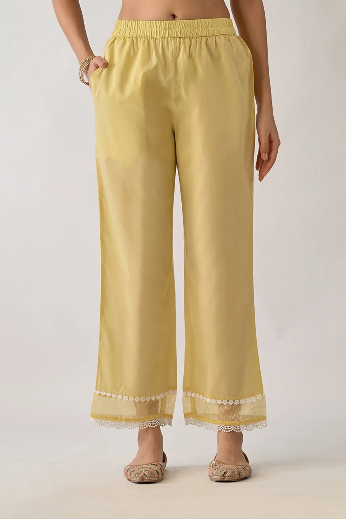 Yellow Embellished Kurta 3 Pcs Set - Image 7