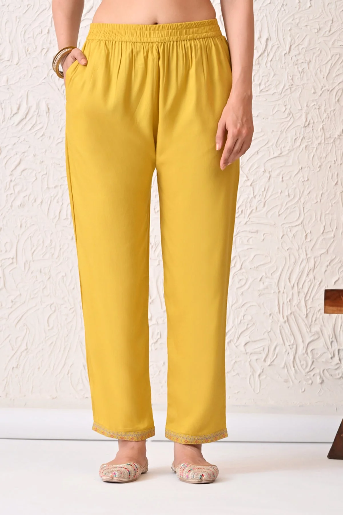 Yellow Embroidered Kurta 2 Pcs Set - Image 6