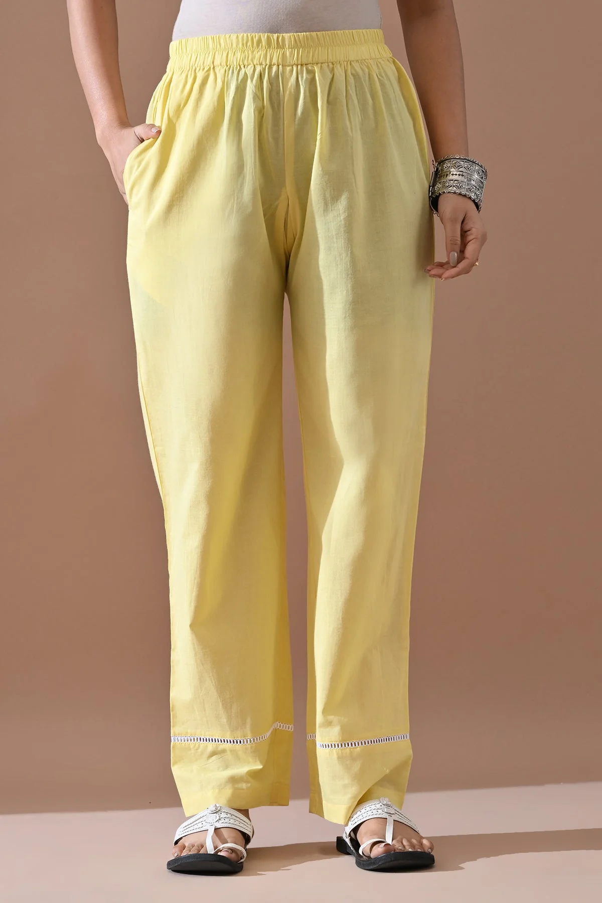 Yellow Embroidered Kurta 3 Pcs Set - Image 5
