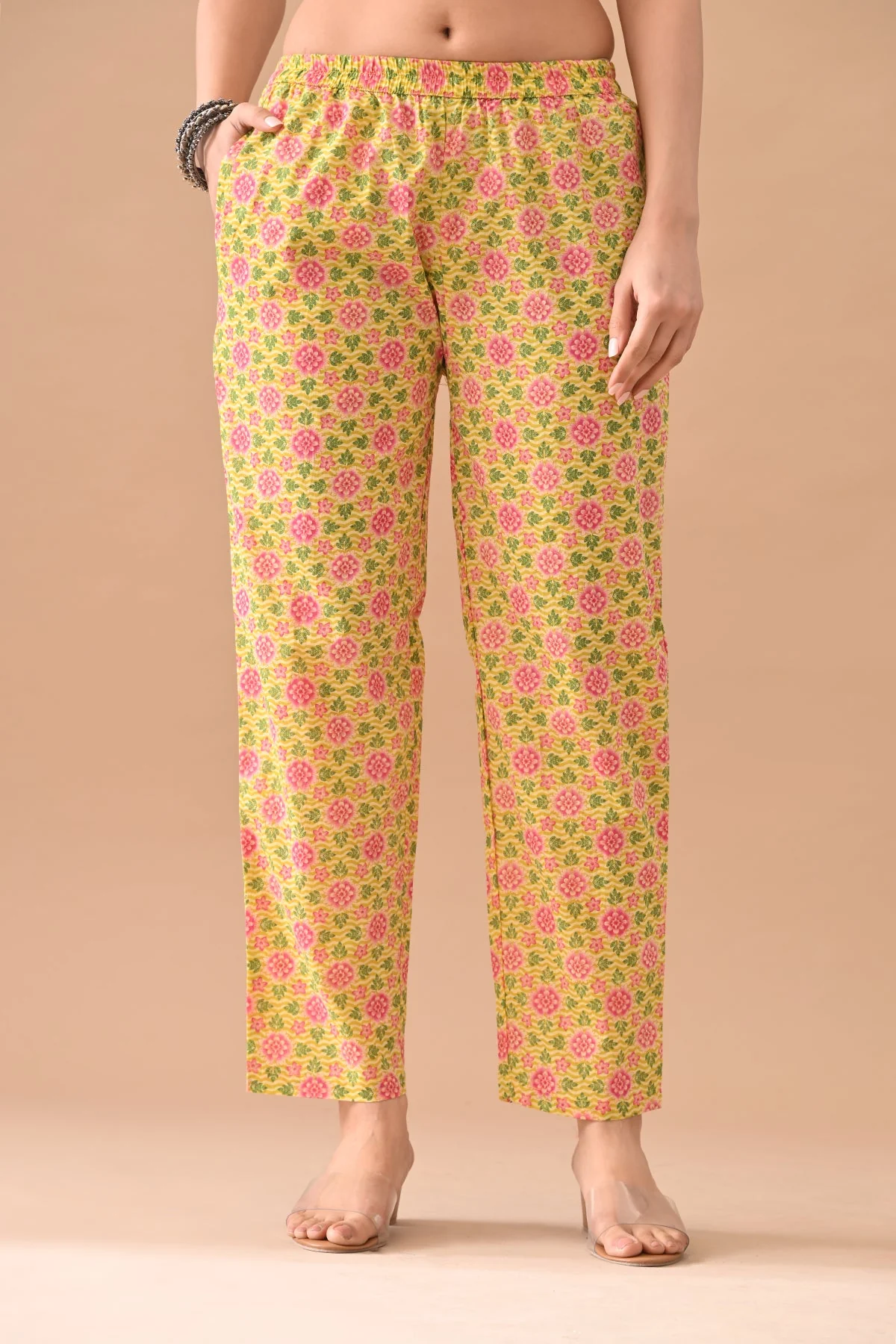 Yellow Floral Printed Kurta 3 Pcs Set - Image 6