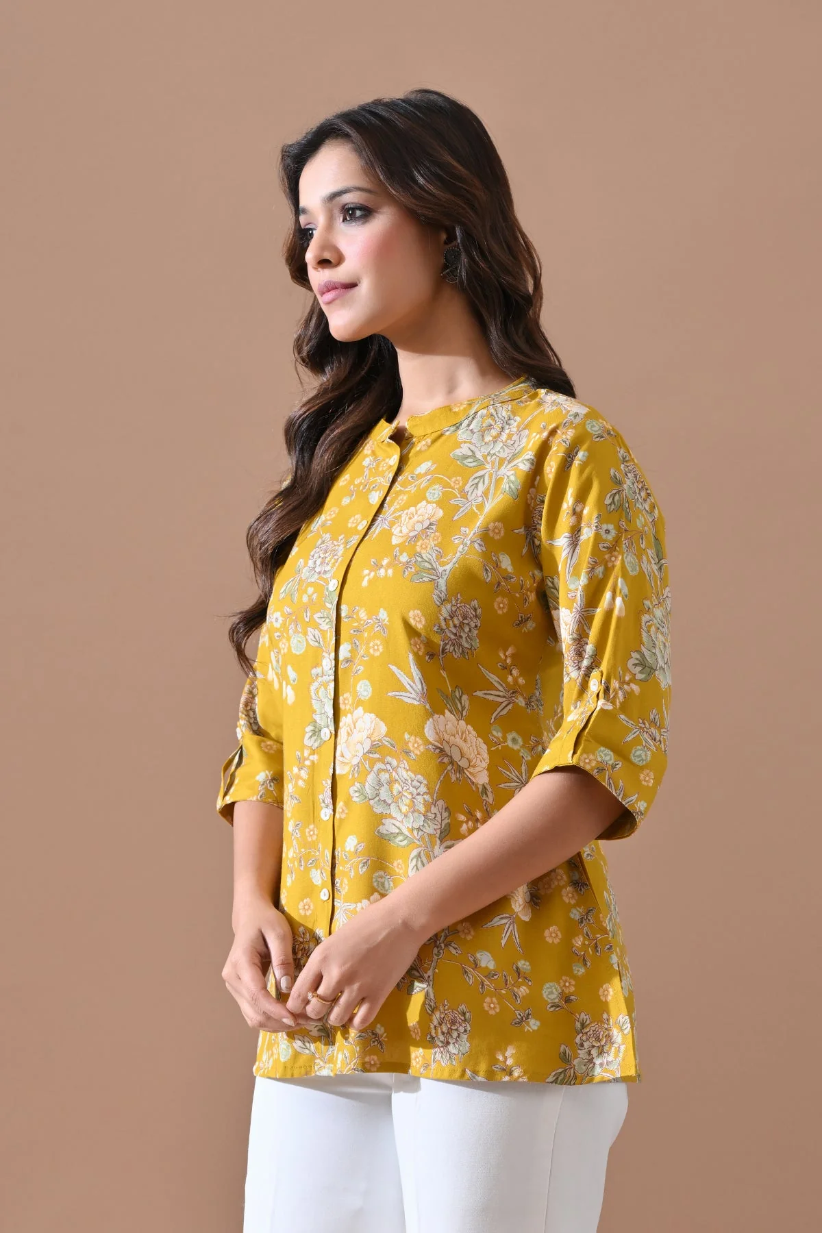 Yellow Floral Printed Top - Image 3