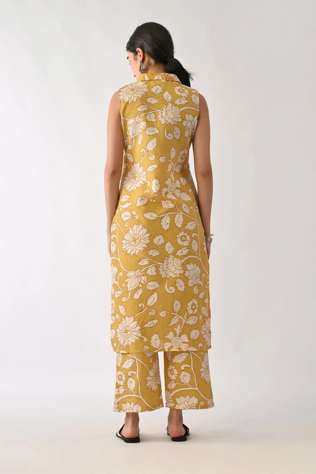 Yellow Printed A-line Kurta 2 Pcs Set - Image 5