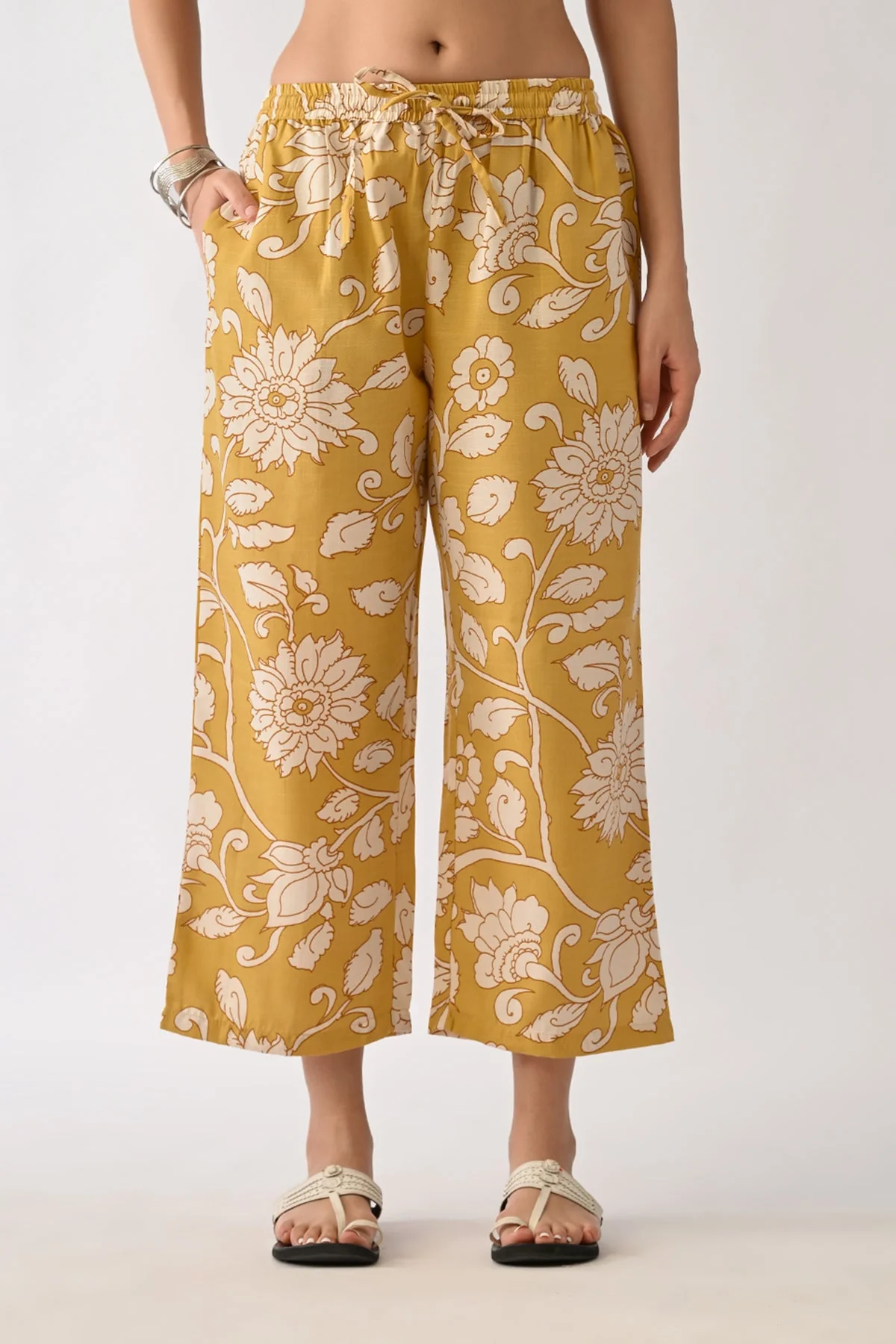 Yellow Printed A-line Kurta 2 Pcs Set - Image 6