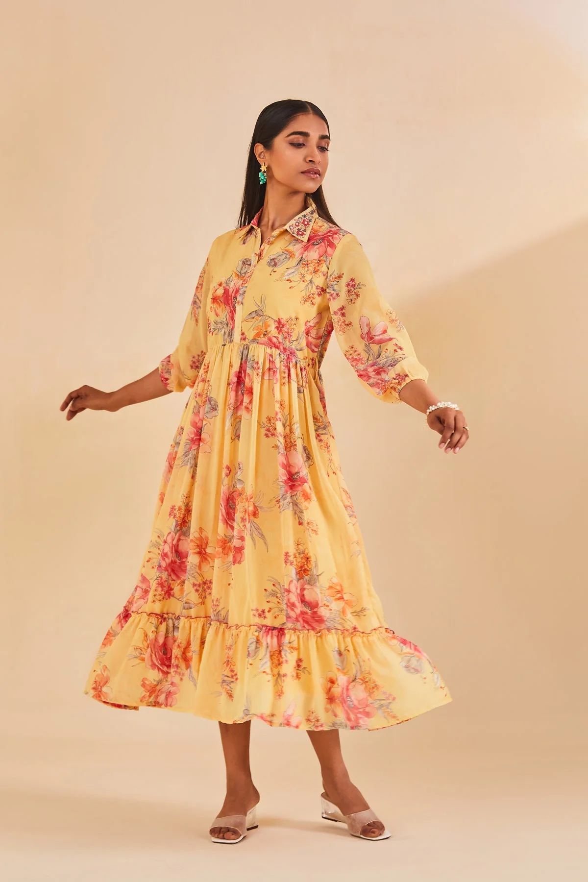 Yellow Printed Dress - Image 3