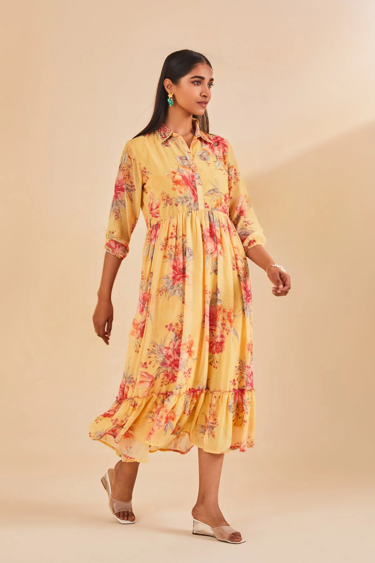 Yellow Printed Dress - Image 4