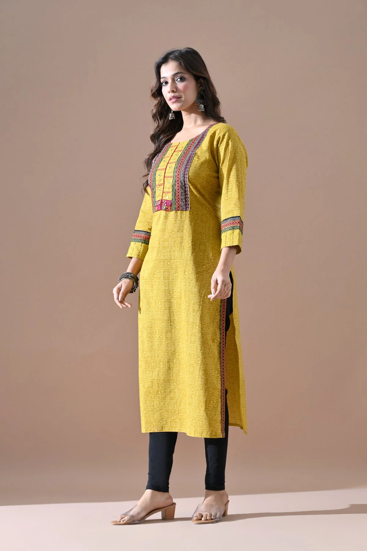 Yellow Printed Kurta - Image 3