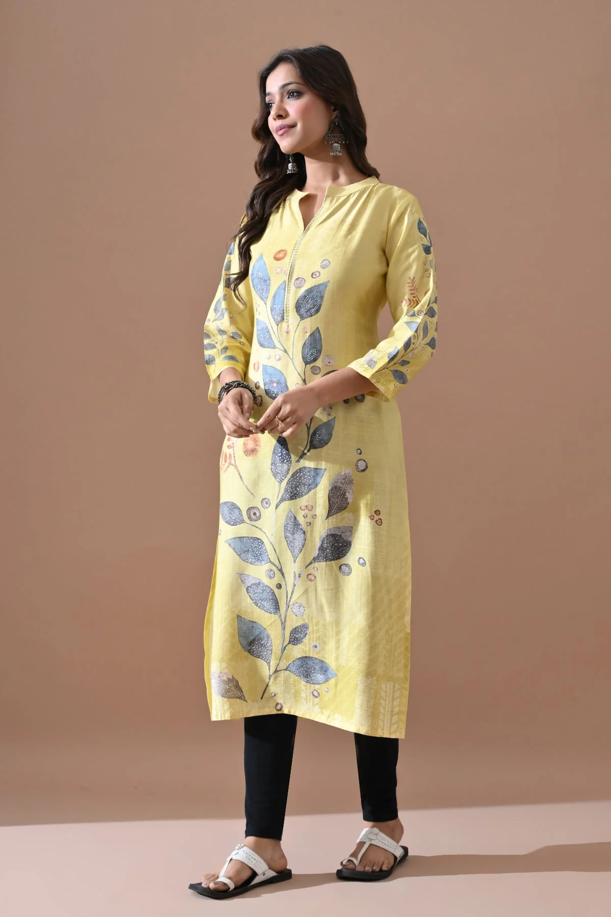 Yellow Printed Kurta - Image 4