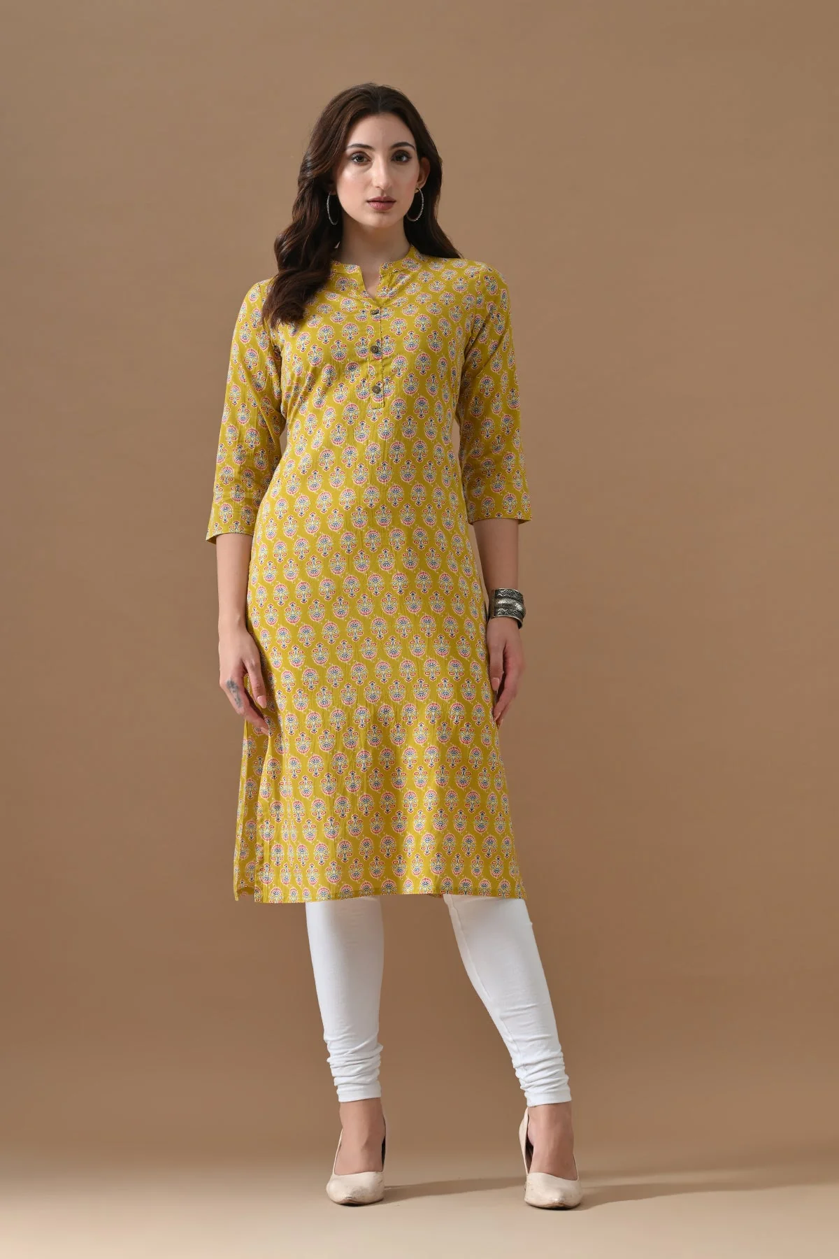 Yellow Printed Kurta