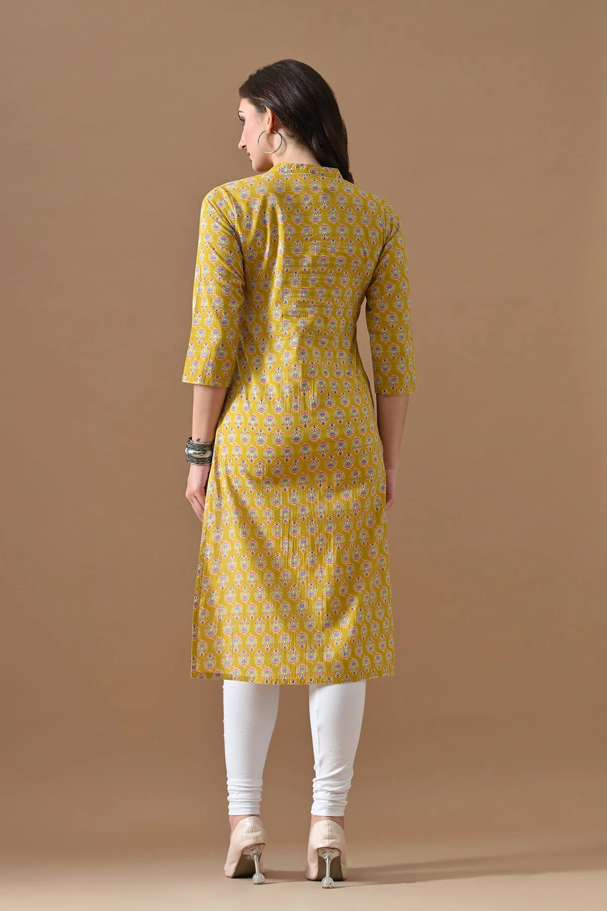 Yellow Printed Kurta - Image 5
