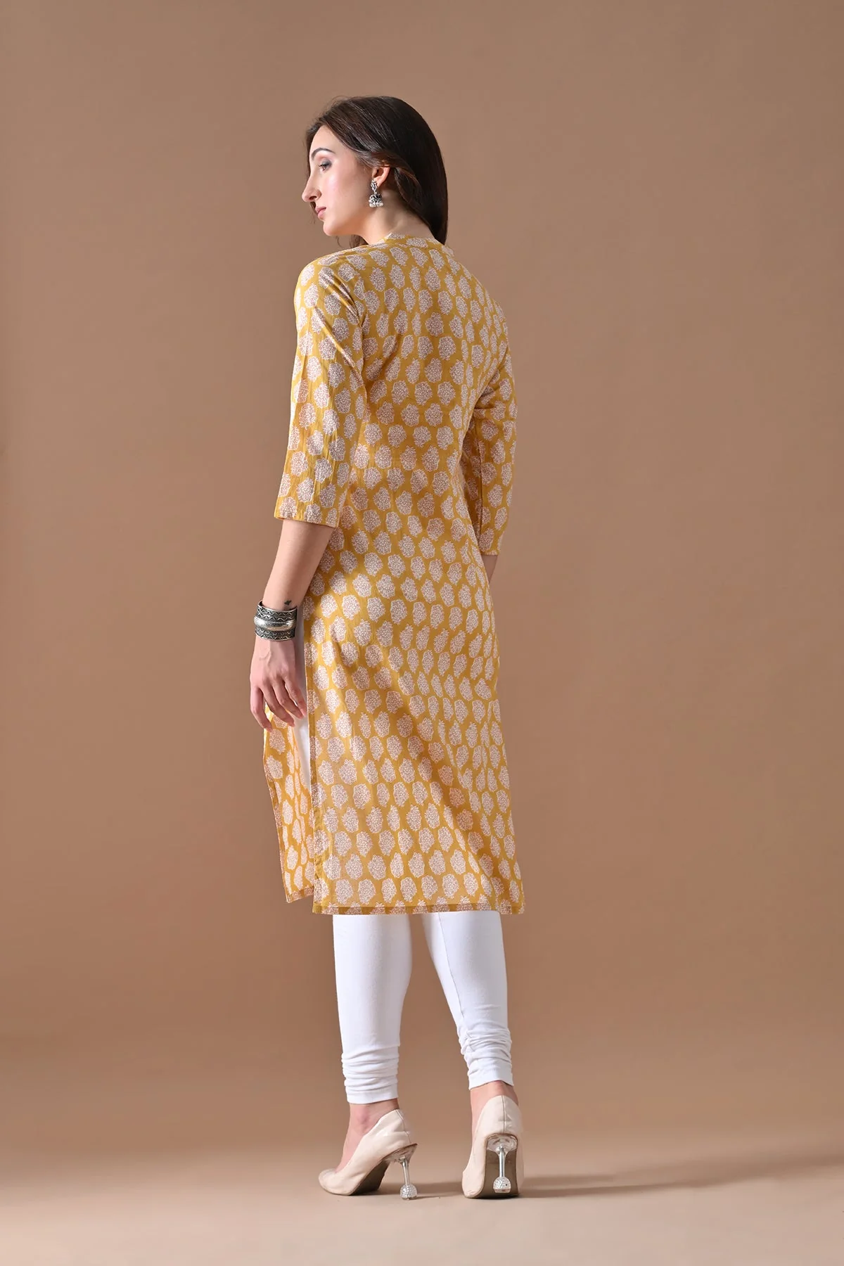 Yellow Printed Kurta - Image 5