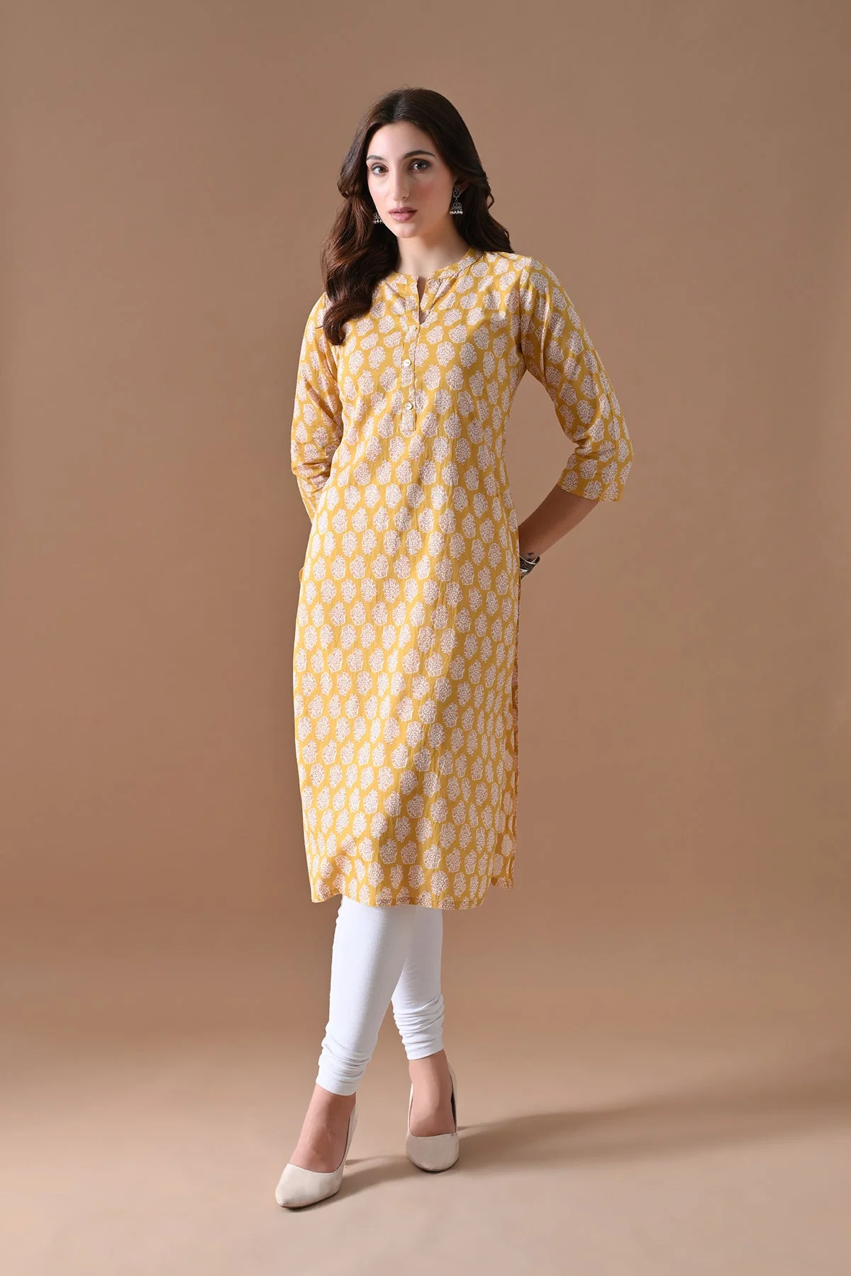 Yellow Printed Kurta - Image 6