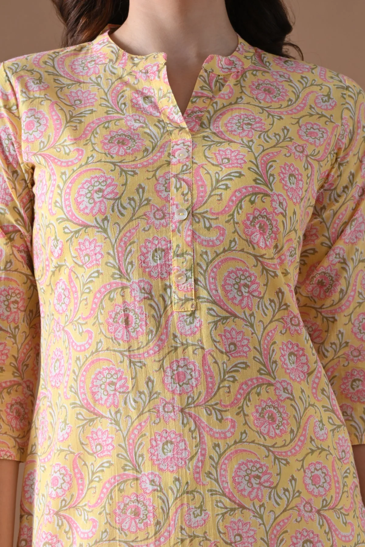 Yellow Printed Kurta - Image 4