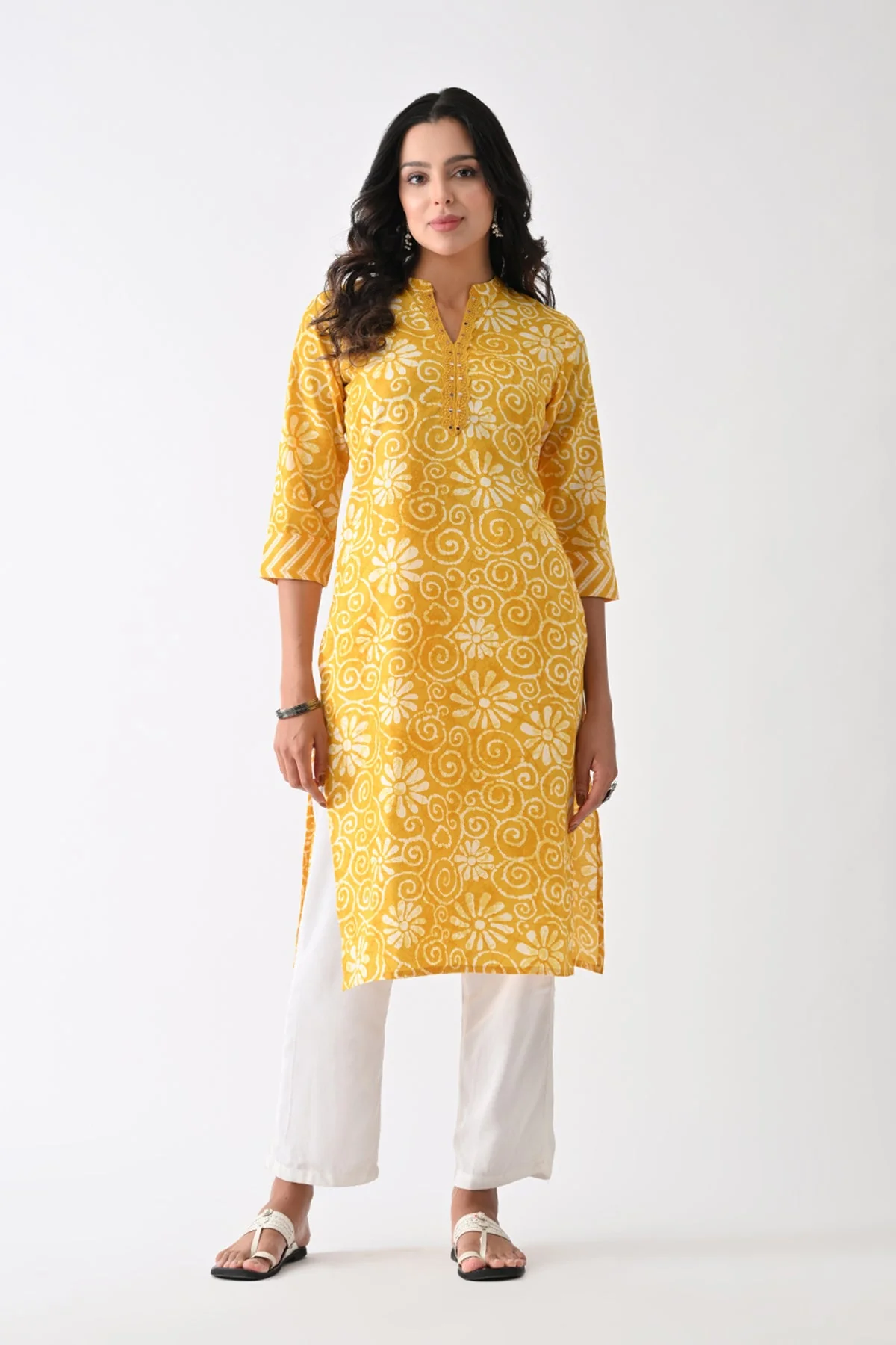 Yellow Printed Kurta - Image 2