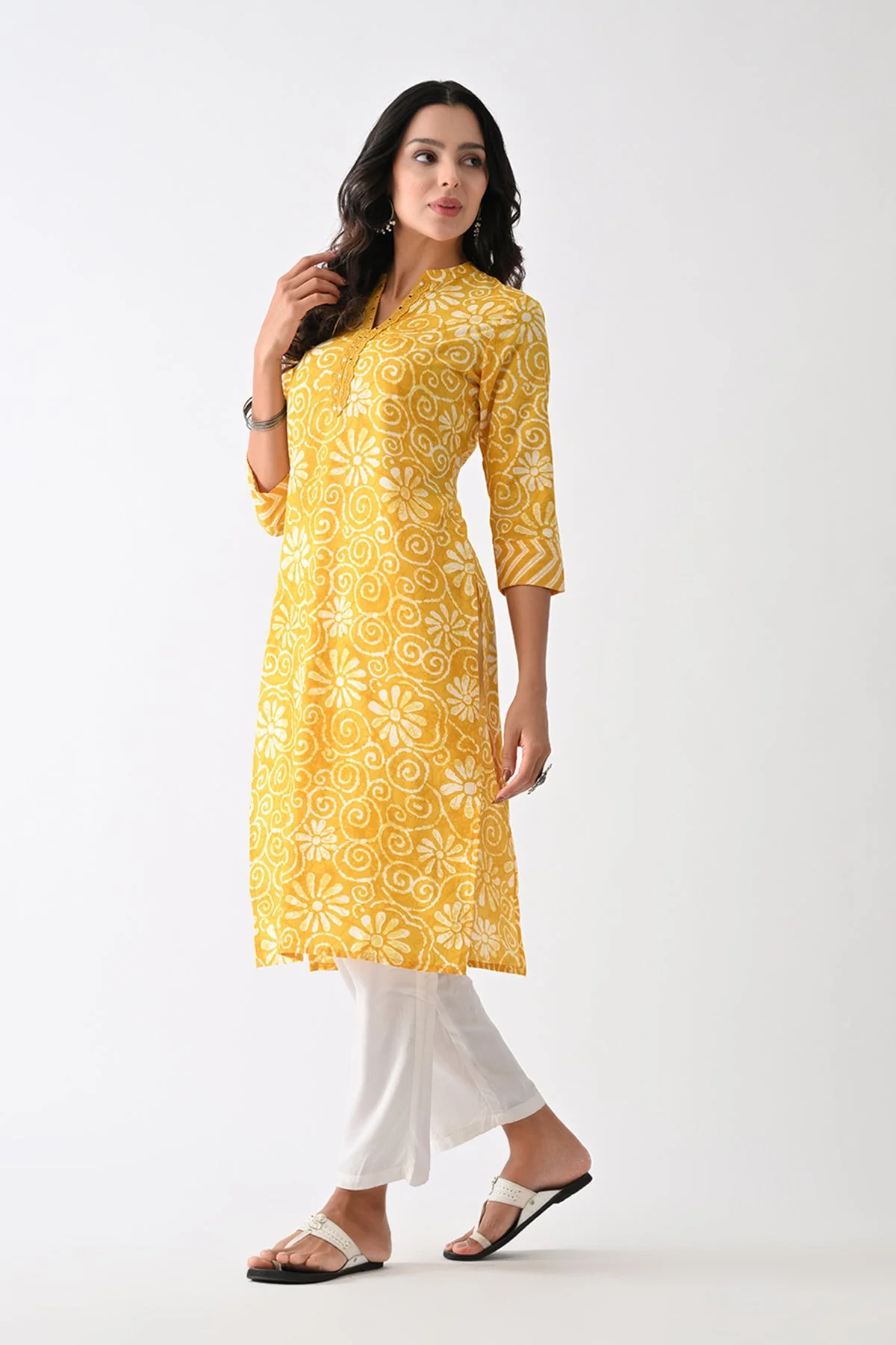 Yellow Printed Kurta - Image 4