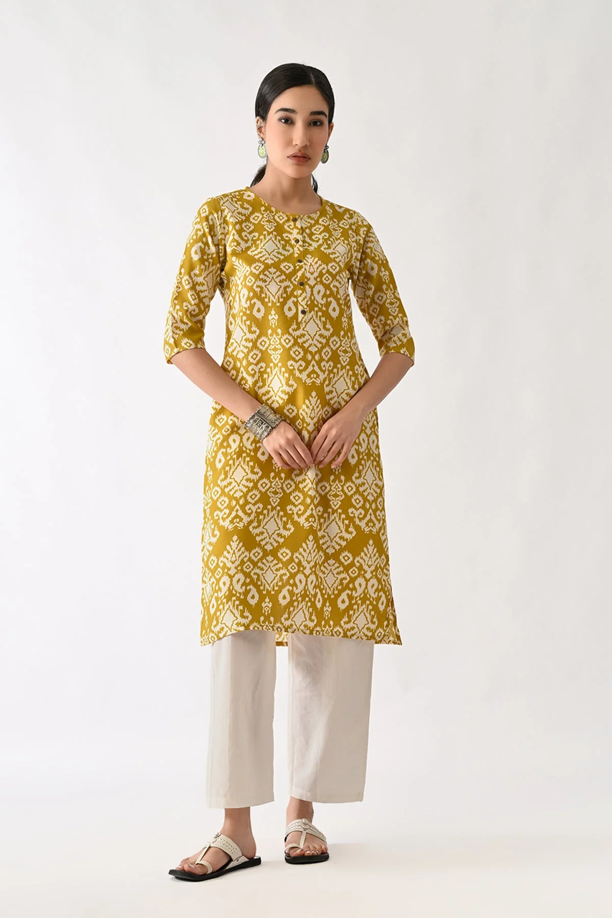 Yellow Printed Kurta - Image 4